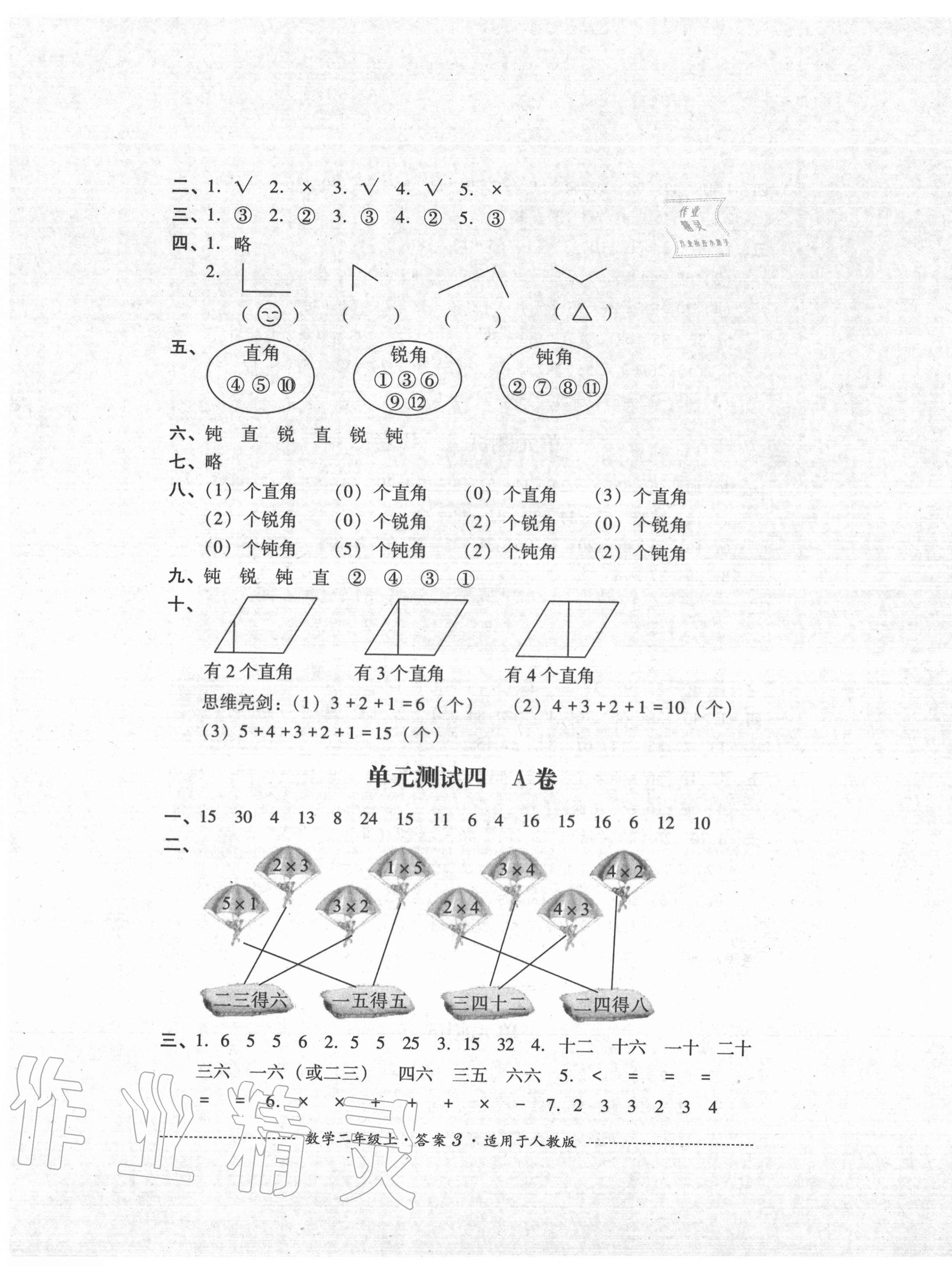 2020年單元測試二年級(jí)數(shù)學(xué)上冊(cè)人教版四川教育出版社 第3頁