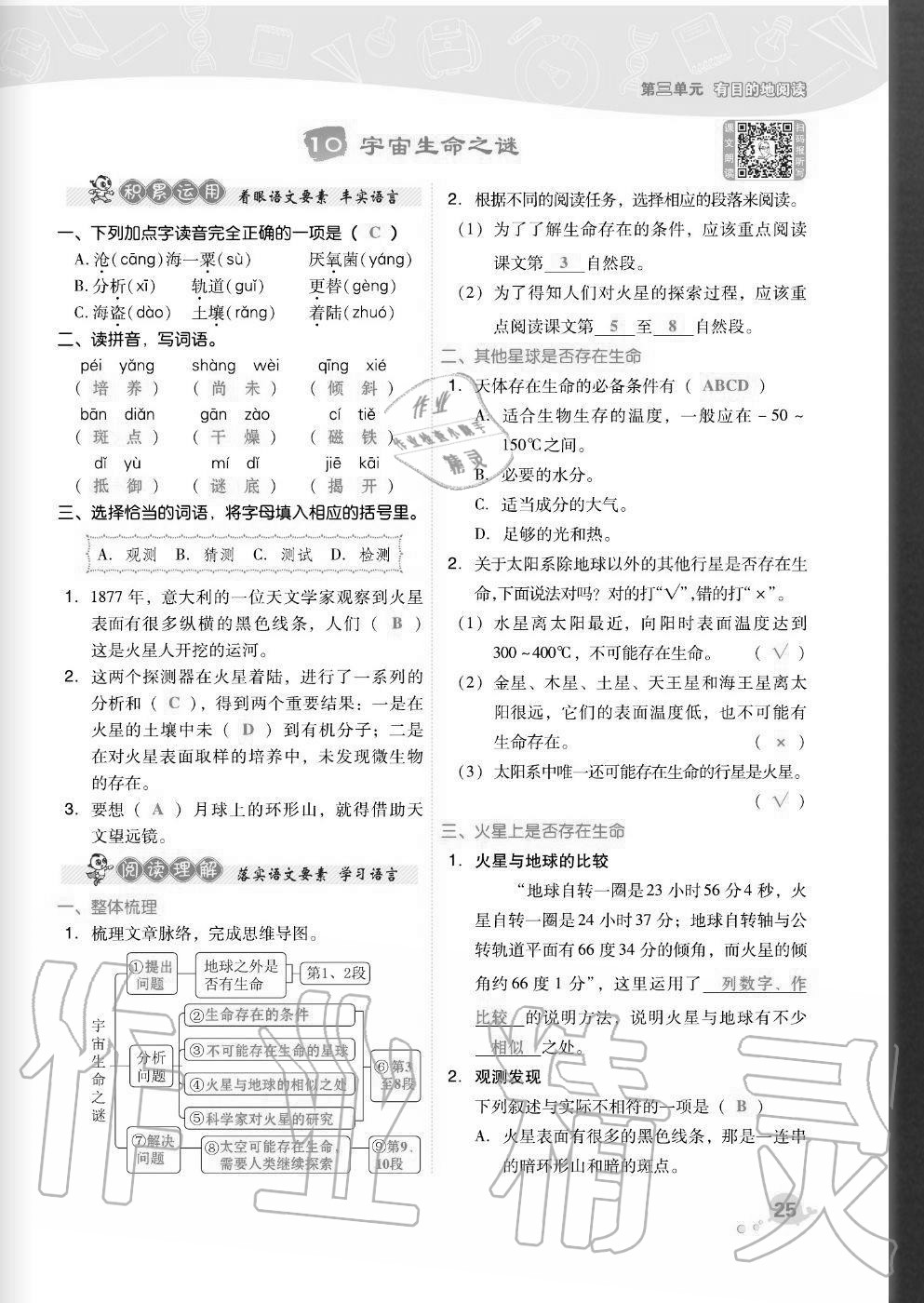 2020年綜合應(yīng)用創(chuàng)新題典中點六年級語文上冊人教版福建專版 參考答案第25頁