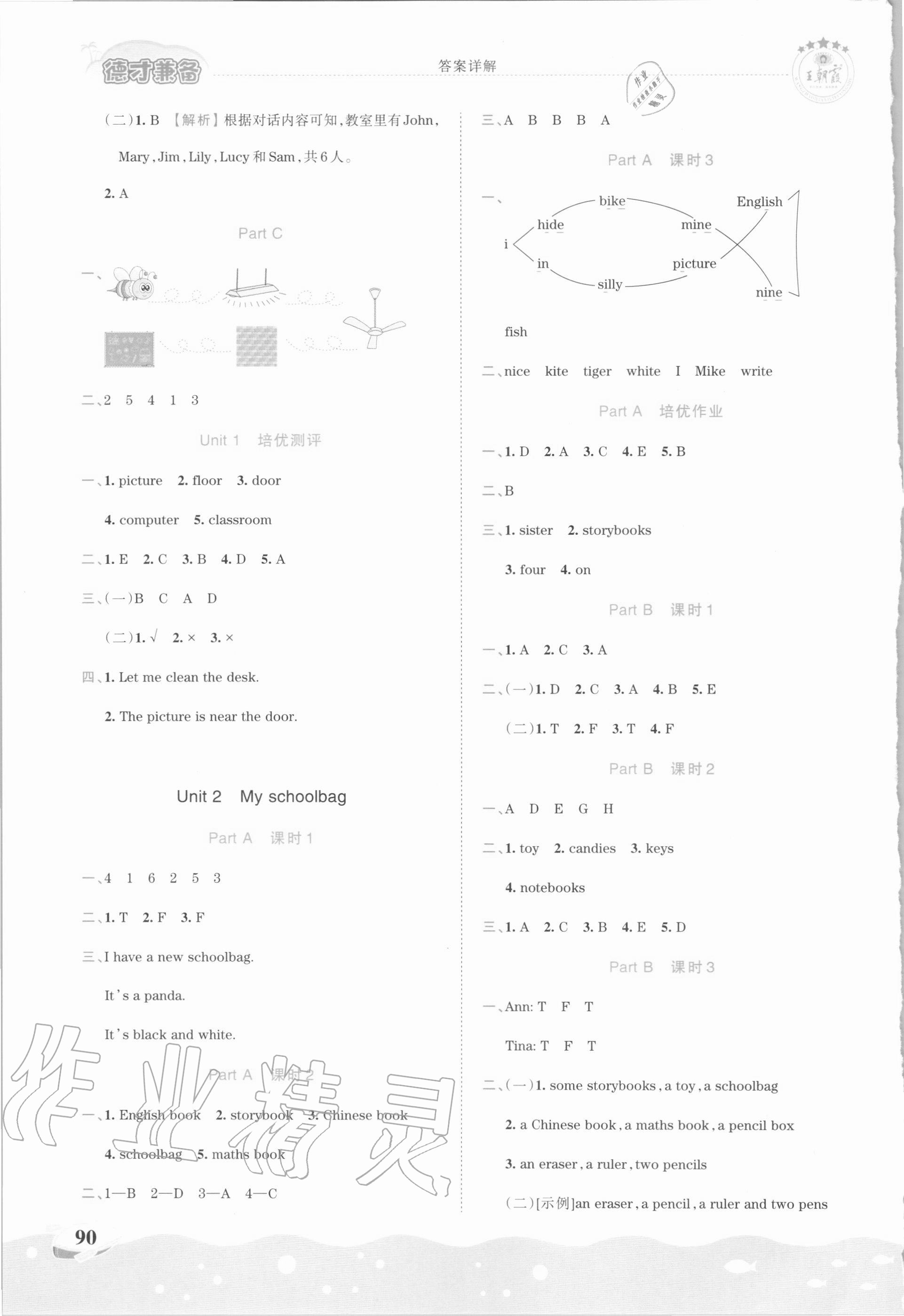 2020年王朝霞德才兼备作业创新设计四年级英语上册人教PEP版 第2页