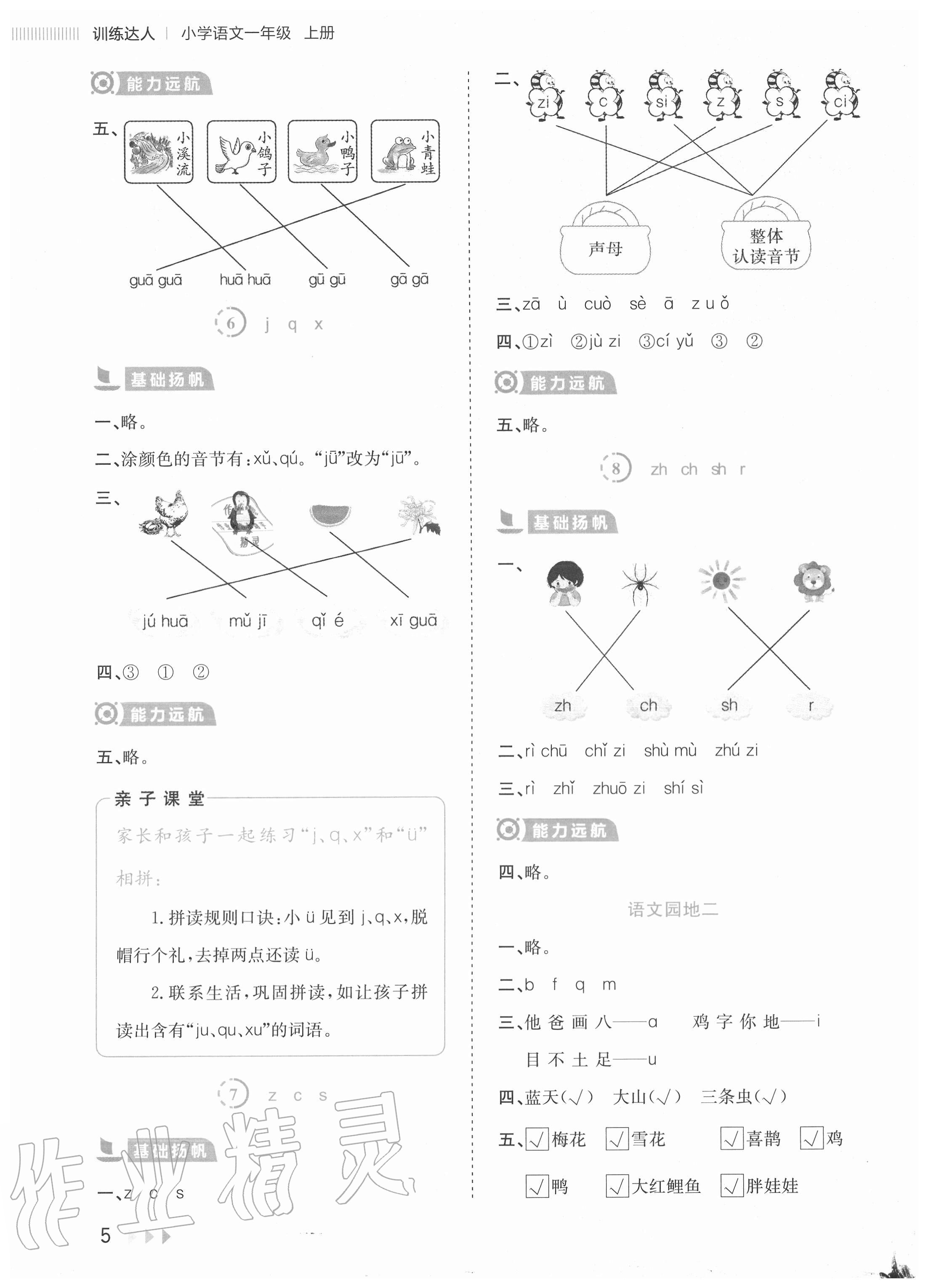 2020年訓(xùn)練達(dá)人小學(xué)語(yǔ)文一年級(jí)上冊(cè)人教版 參考答案第5頁(yè)