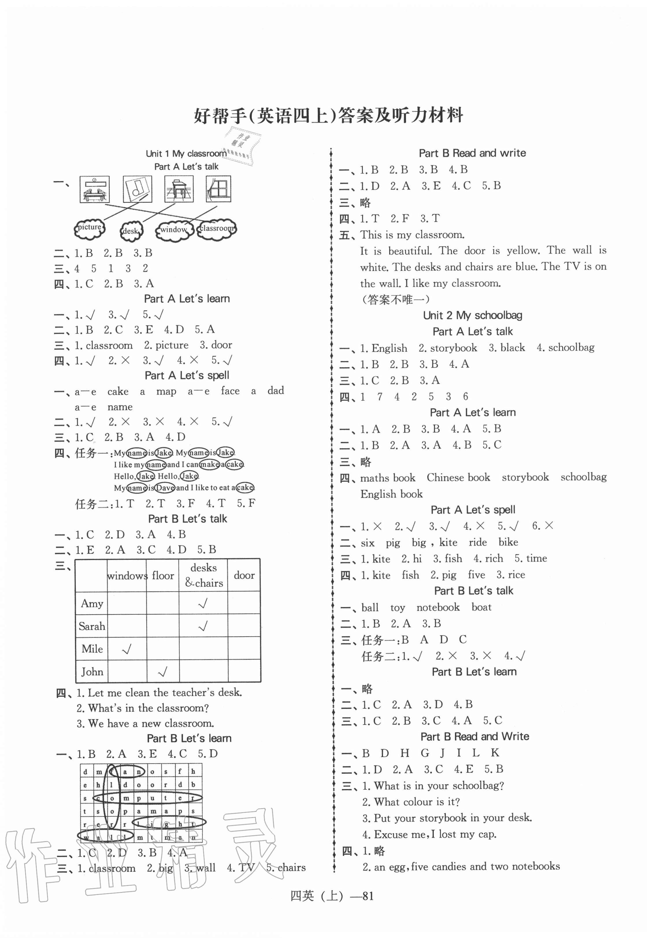 2020年小學(xué)英語學(xué)習(xí)好幫手四年級(jí)上冊(cè)人教PEP版 第1頁