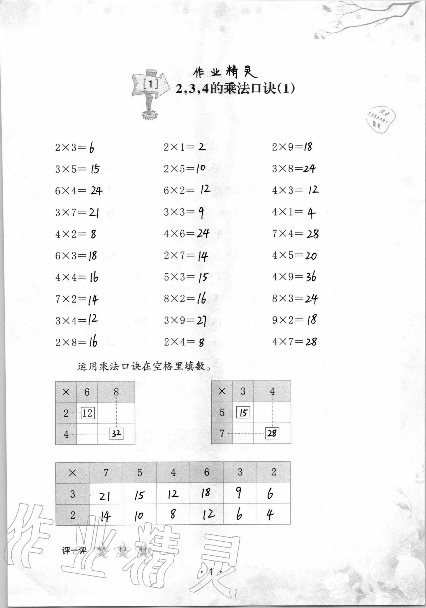 2020年口算小能手二年級上冊人教版 第1頁