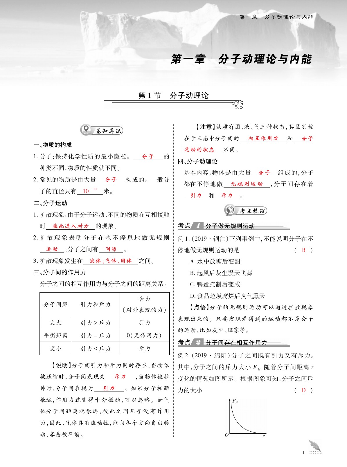 2020年优课堂给力A加九年级物理全一册教科版 参考答案第1页