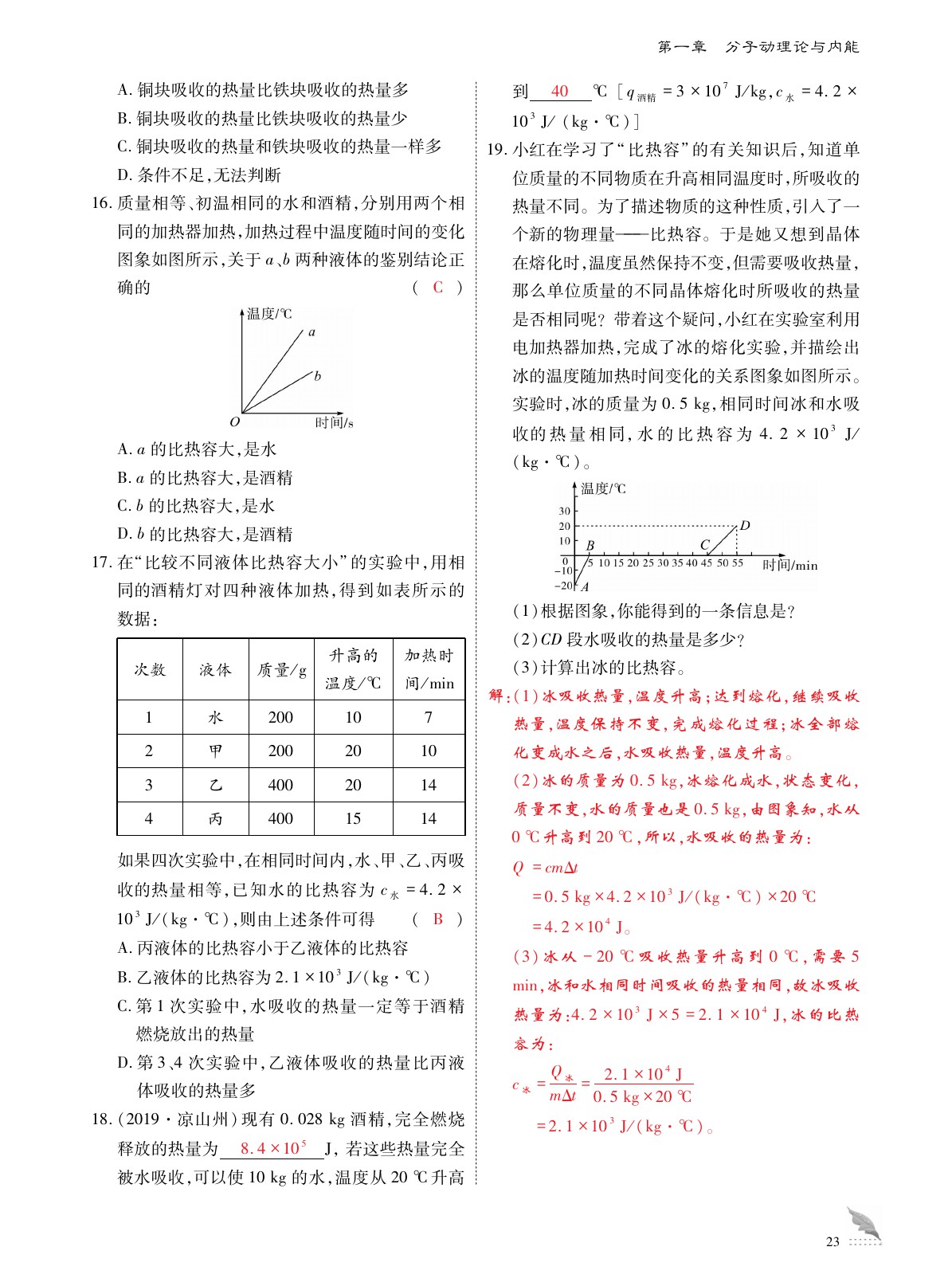 2020年優(yōu)課堂給力A加九年級(jí)物理全一冊(cè)教科版 參考答案第23頁(yè)