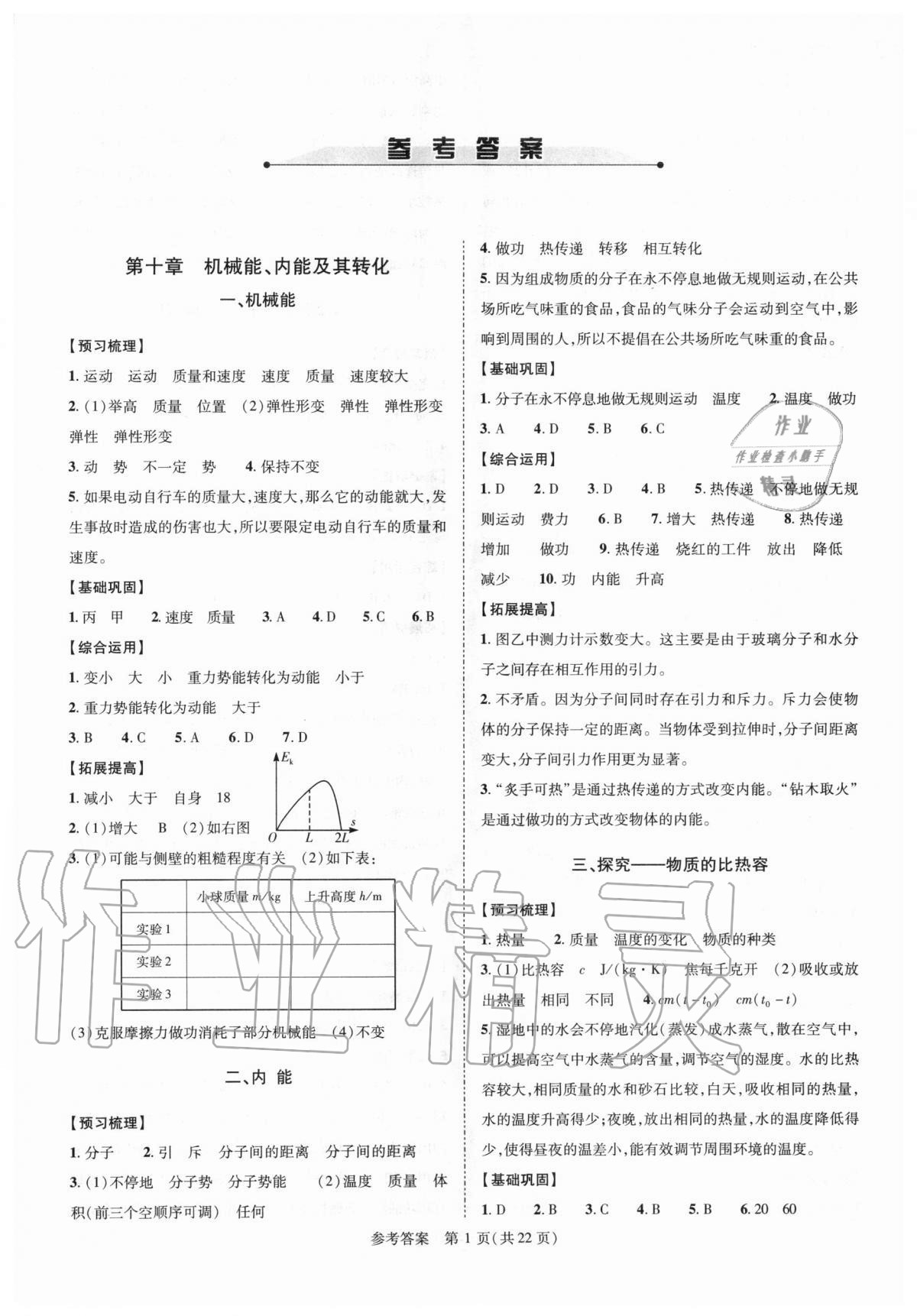 2020年新課程同步學案九年級物理全一冊北師大版 第1頁