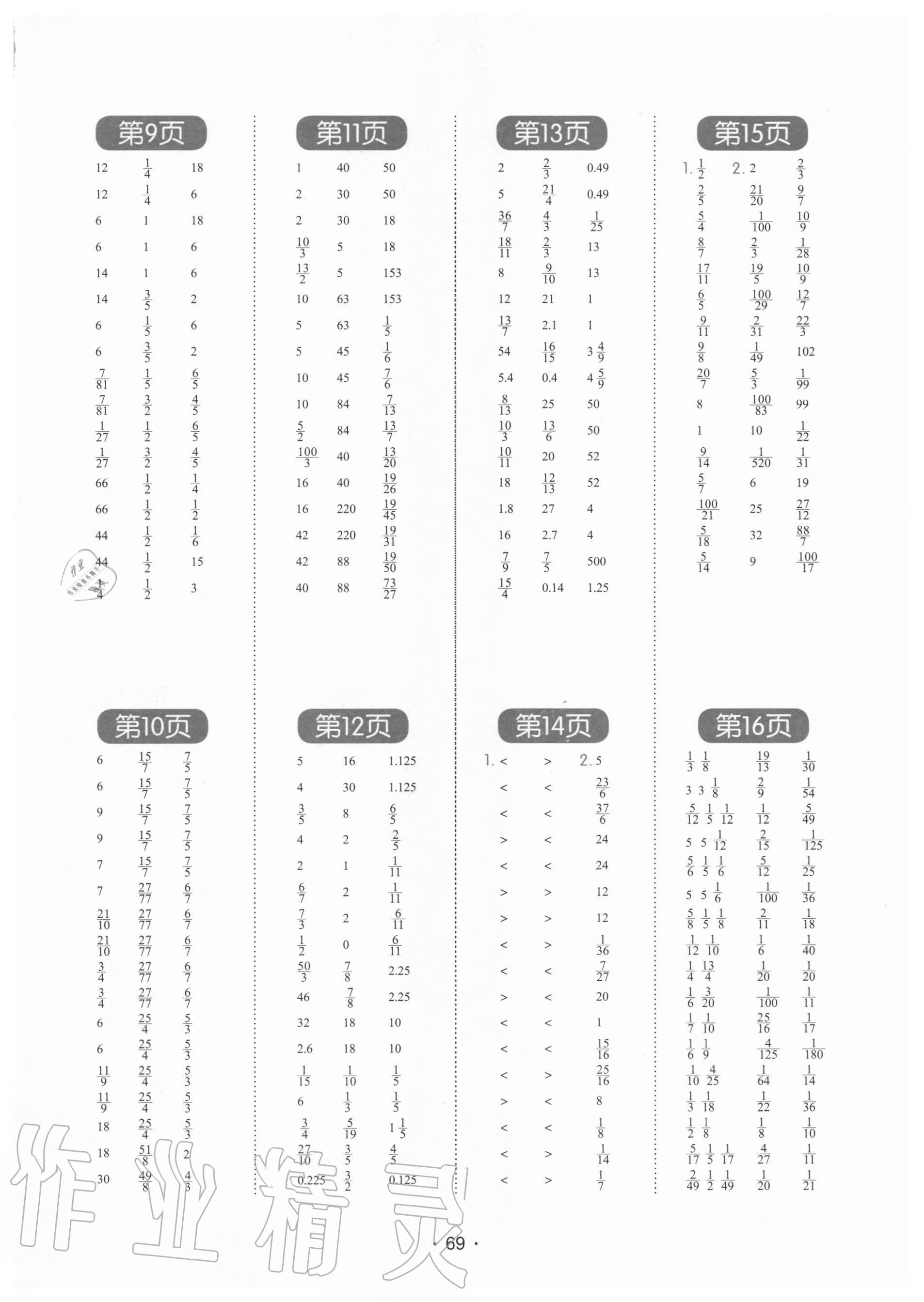 2020年學(xué)霸課堂小學(xué)數(shù)學(xué)口算題卡六年級(jí)上冊(cè)人教版 參考答案第2頁(yè)