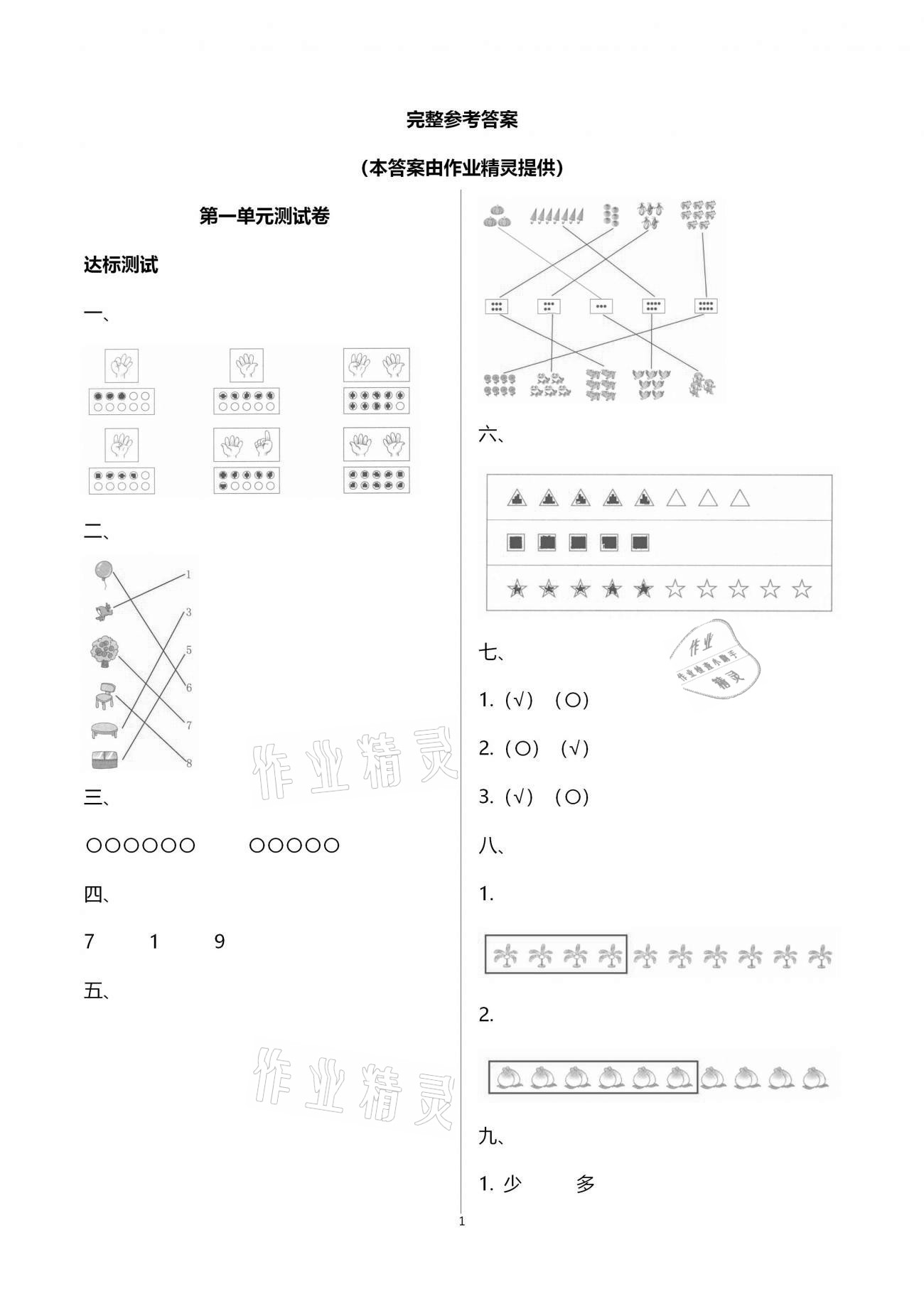 2020年數(shù)學(xué)學(xué)習(xí)與鞏固配套測(cè)試卷一年級(jí)上冊(cè)人教版 第1頁(yè)