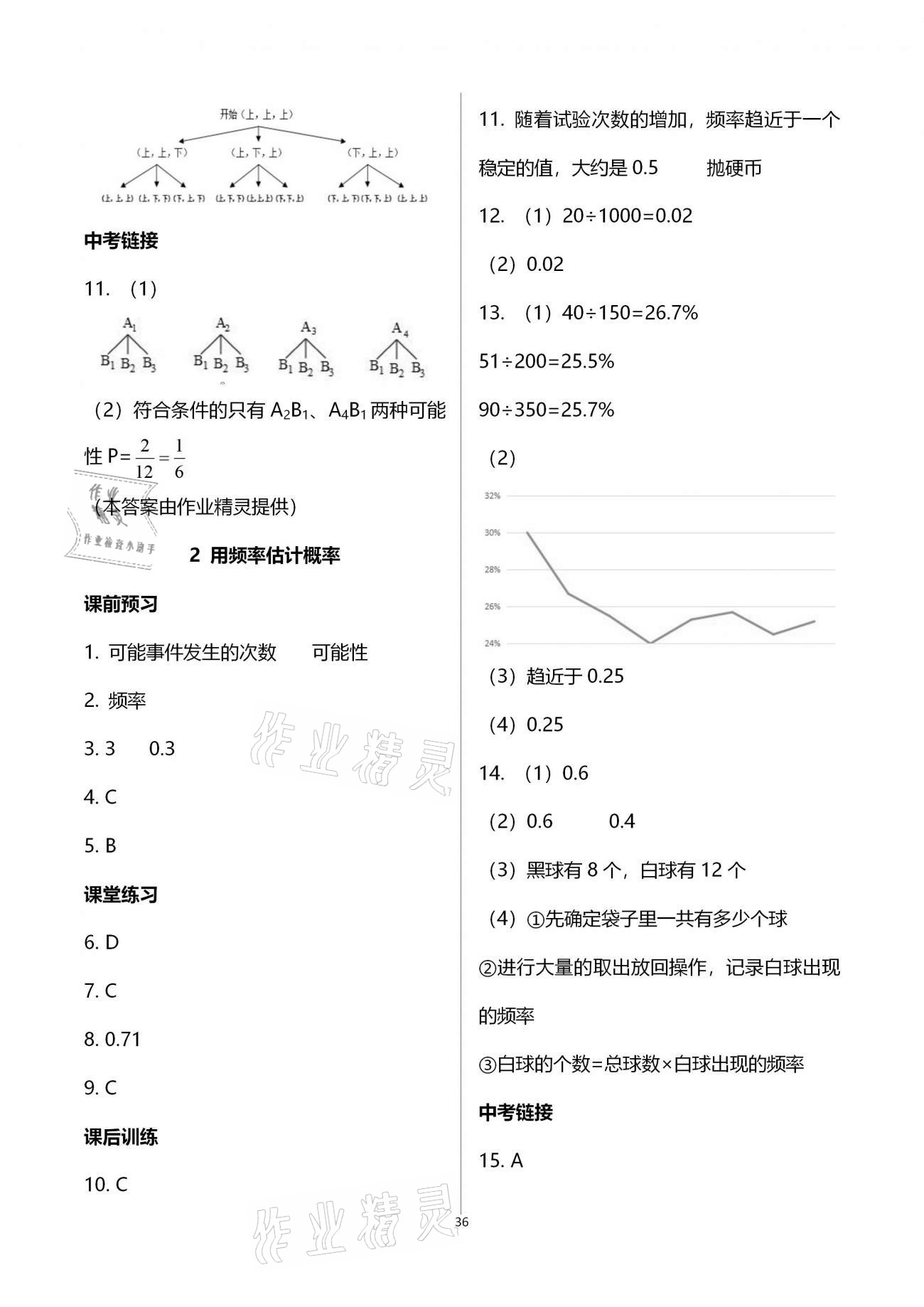 2020年基礎訓練九年級數(shù)學全一冊北師大版大象出版社 參考答案第36頁