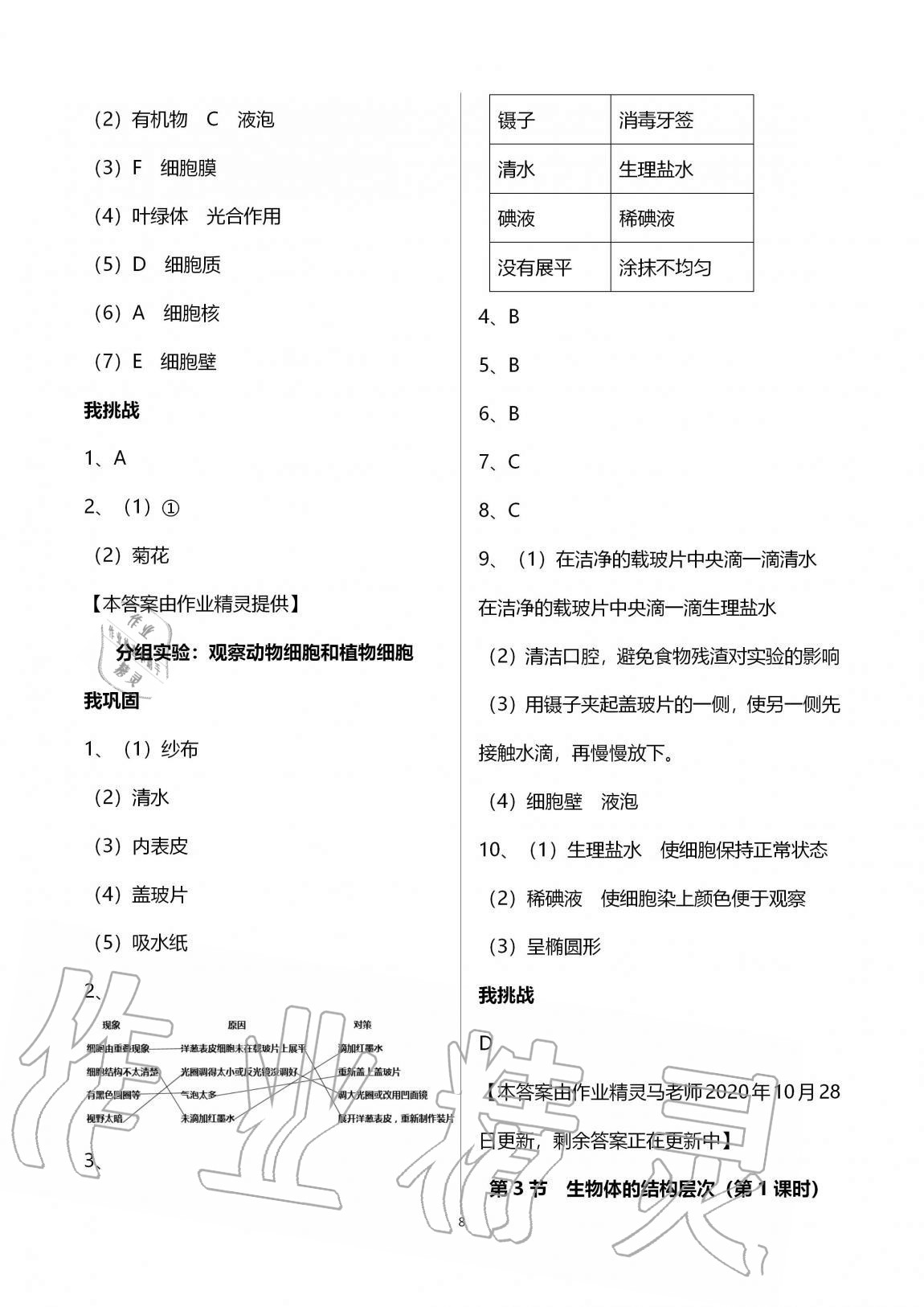 2020年导学新作业七年级科学上册浙教版A版 第8页