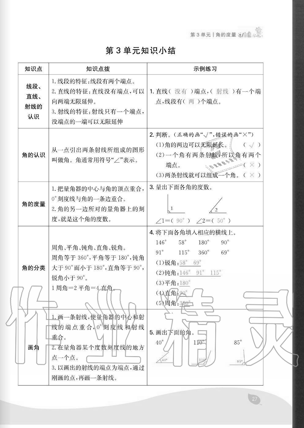 2020年七天學(xué)練考四年級數(shù)學(xué)上冊人教版 參考答案第27頁