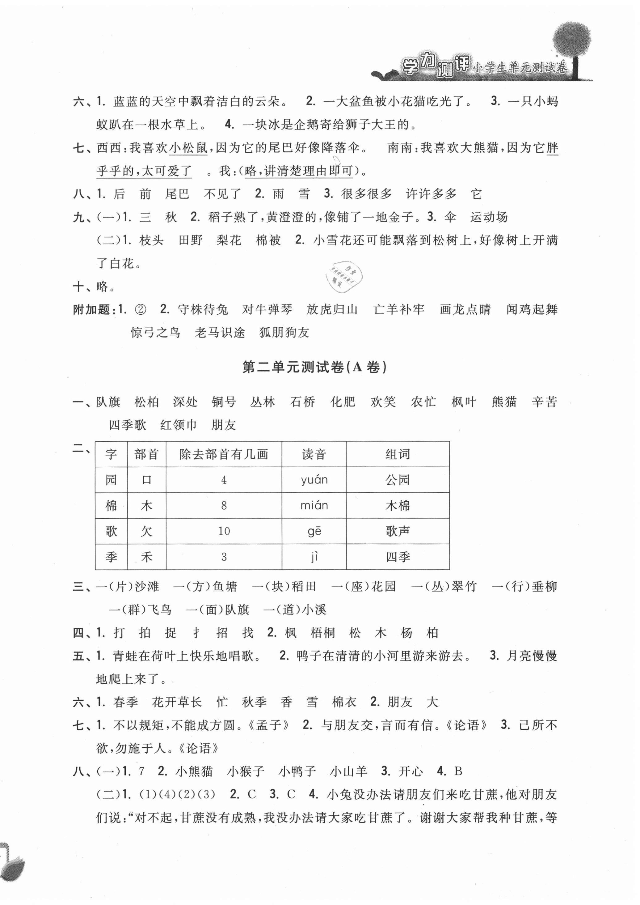 2020年學力測評小學生單元測試卷二年級語文上冊人教版 第2頁