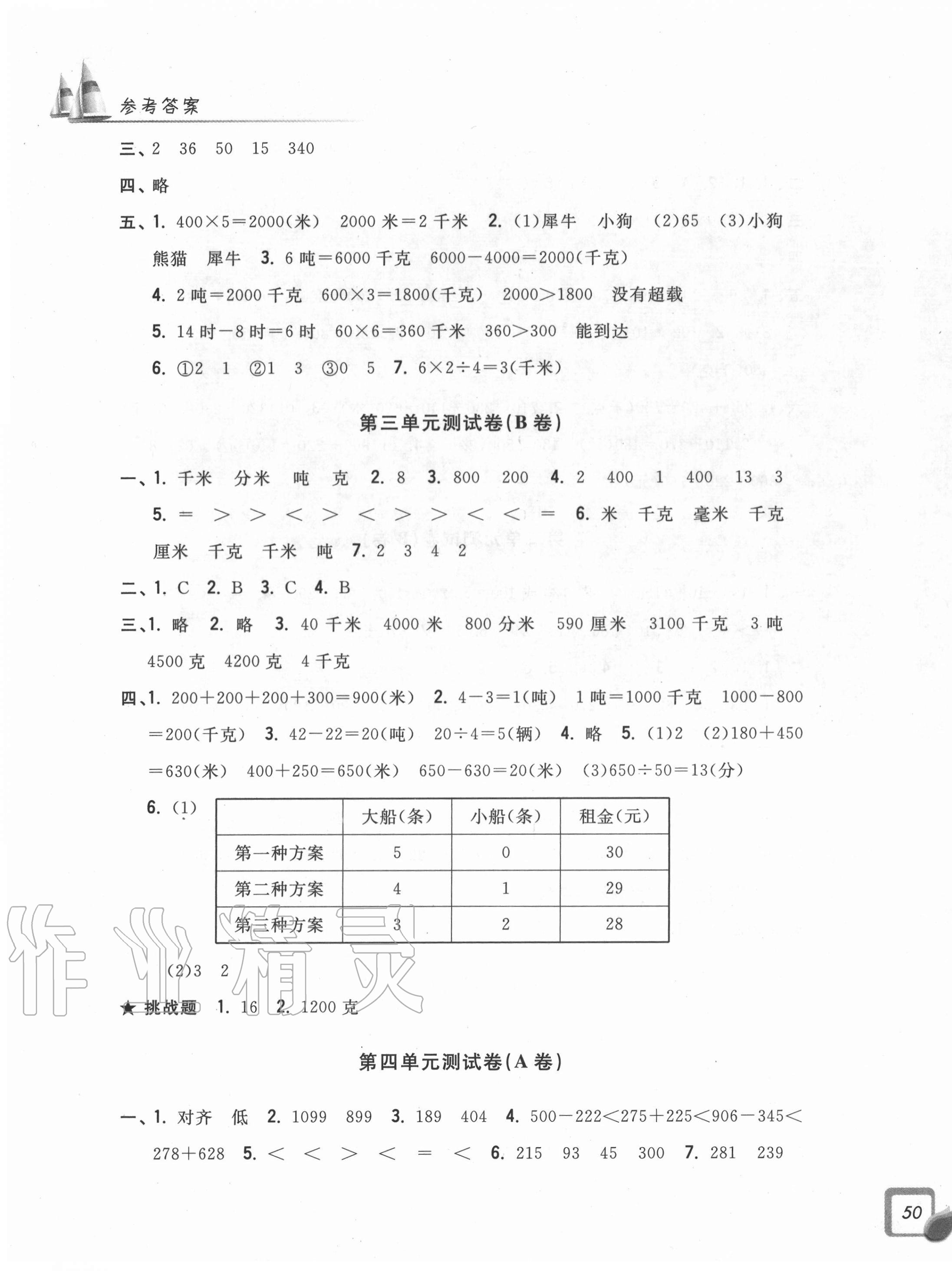 2020年學(xué)力測(cè)評(píng)小學(xué)生單元測(cè)試卷三年級(jí)數(shù)學(xué)上冊(cè)人教版 第3頁