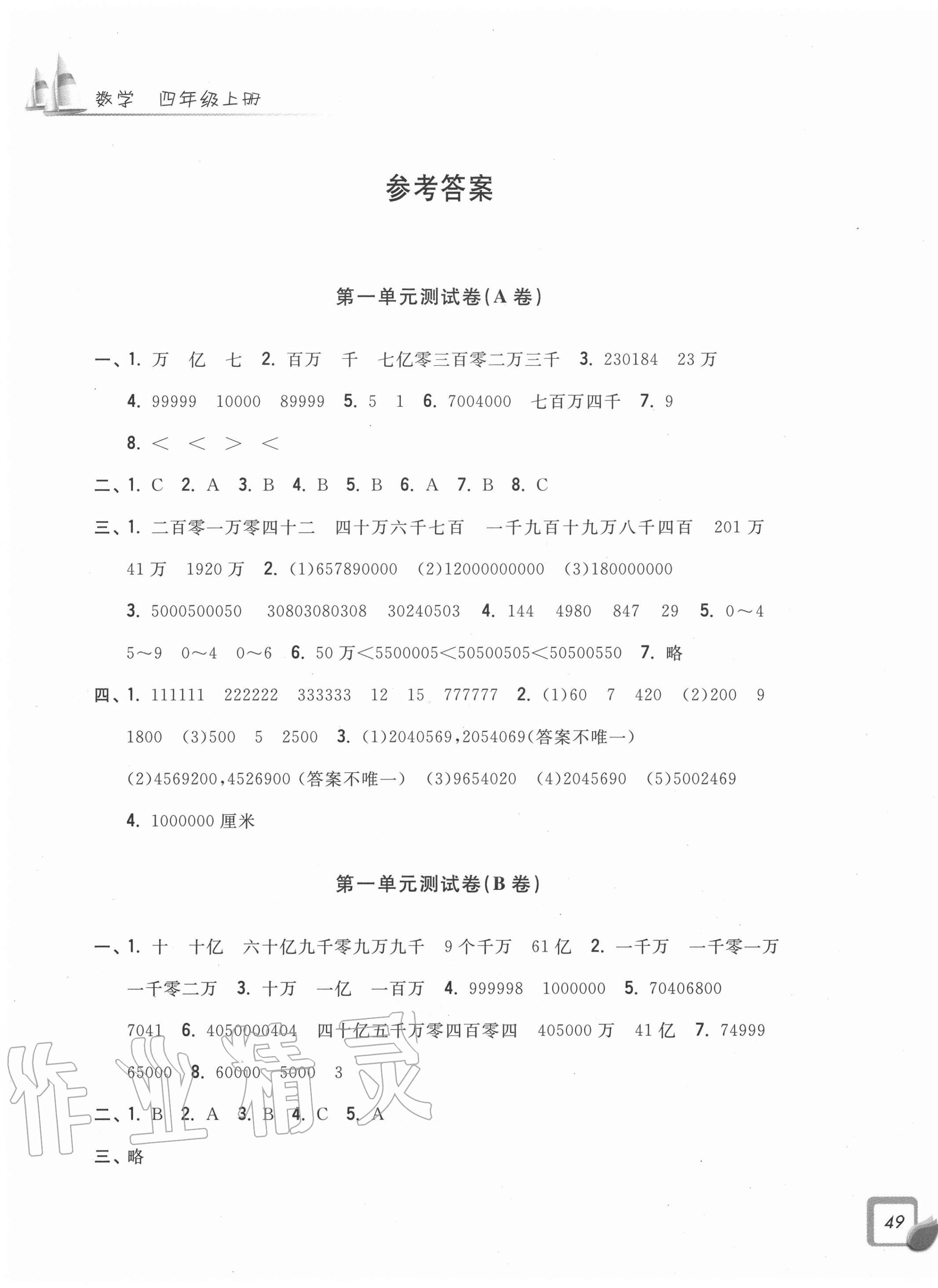 2020年學(xué)力測評(píng)小學(xué)生單元測試卷四年級(jí)數(shù)學(xué)上冊(cè)人教版 第1頁