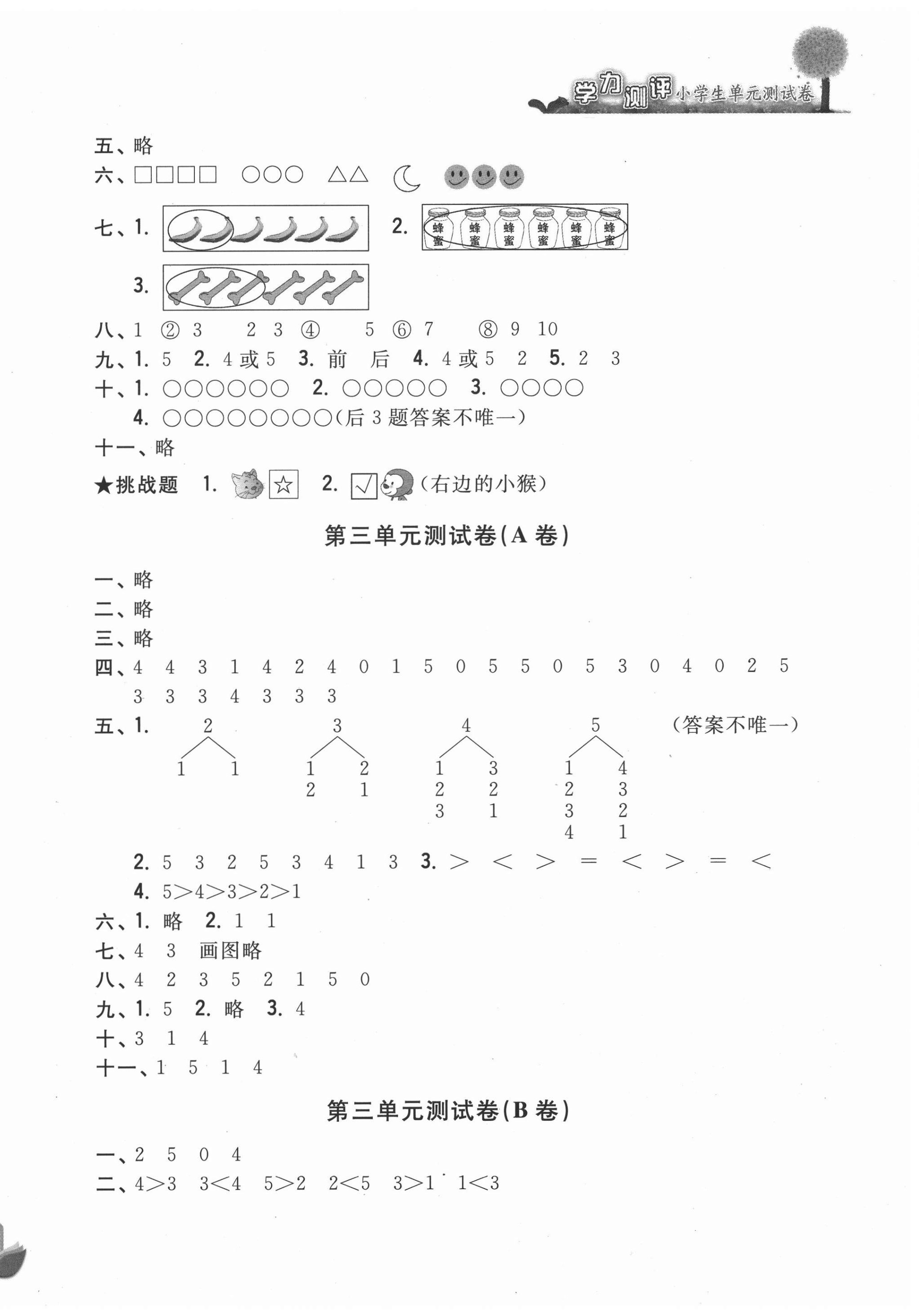 2020年學(xué)力測(cè)評(píng)小學(xué)生單元測(cè)試卷一年級(jí)數(shù)學(xué)上冊(cè)人教版 第2頁(yè)