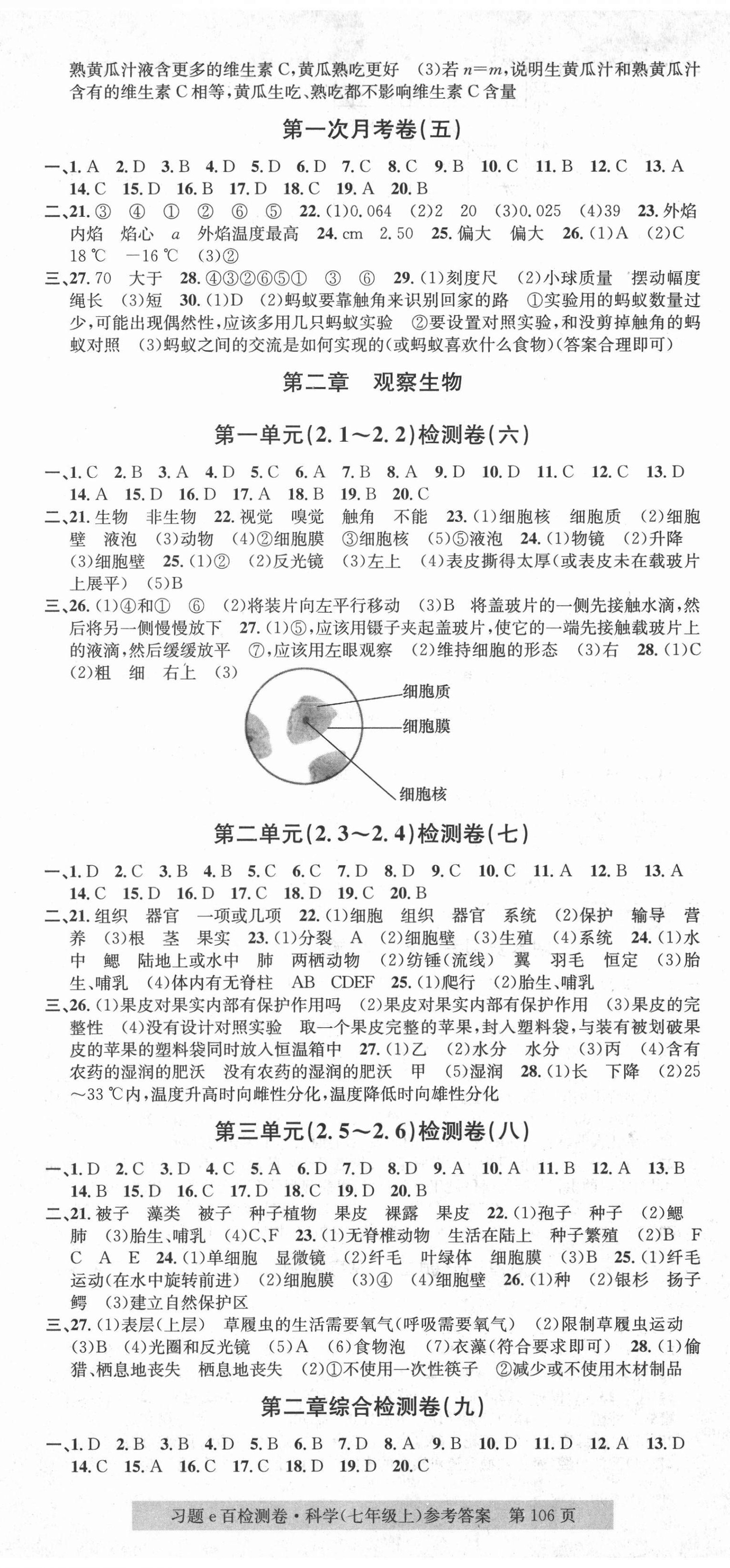 2020年習(xí)題e百檢測(cè)卷七年級(jí)科學(xué)上冊(cè)浙教版 第2頁(yè)