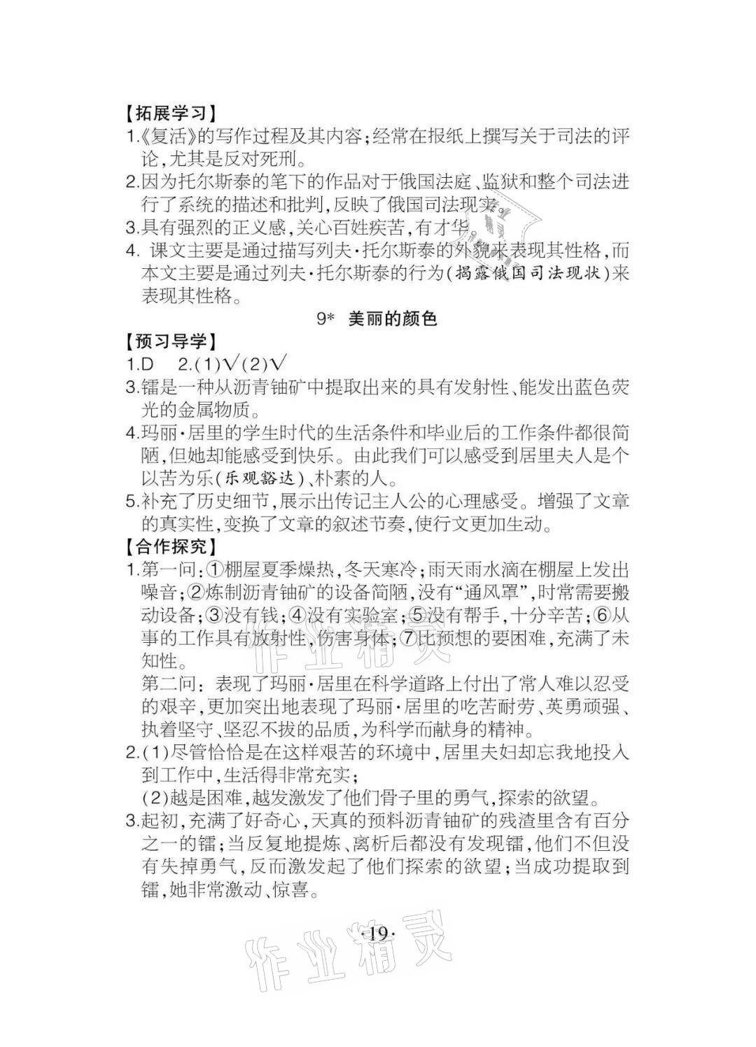 2020年課程導(dǎo)報八年級語文上冊人教版 參考答案第19頁