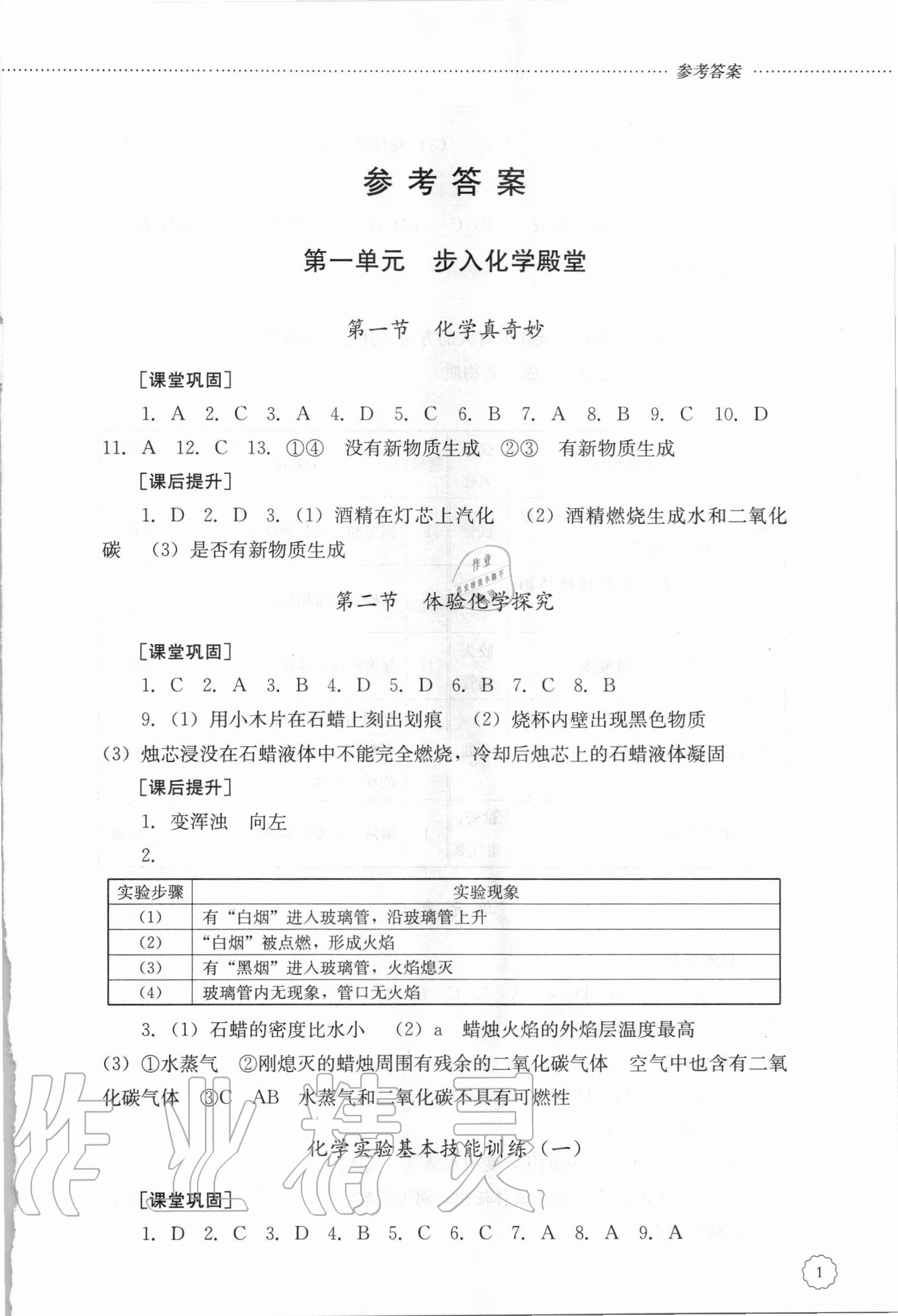 2020年初中课堂同步训练八年级化学全一册鲁教版54制 第1页