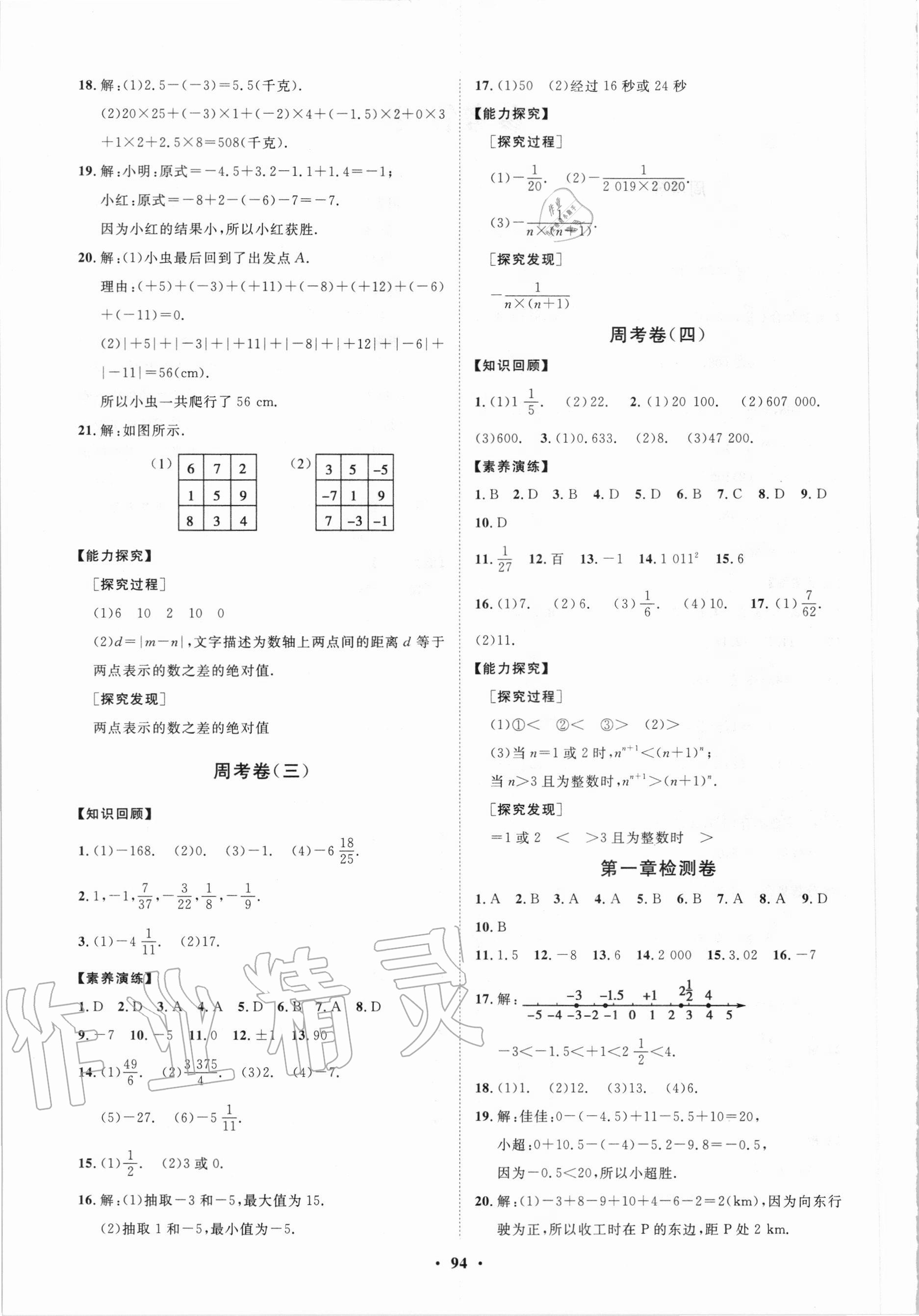 2020年初中同步練習(xí)冊(cè)分層卷七年級(jí)數(shù)學(xué)上冊(cè)人教版 第2頁