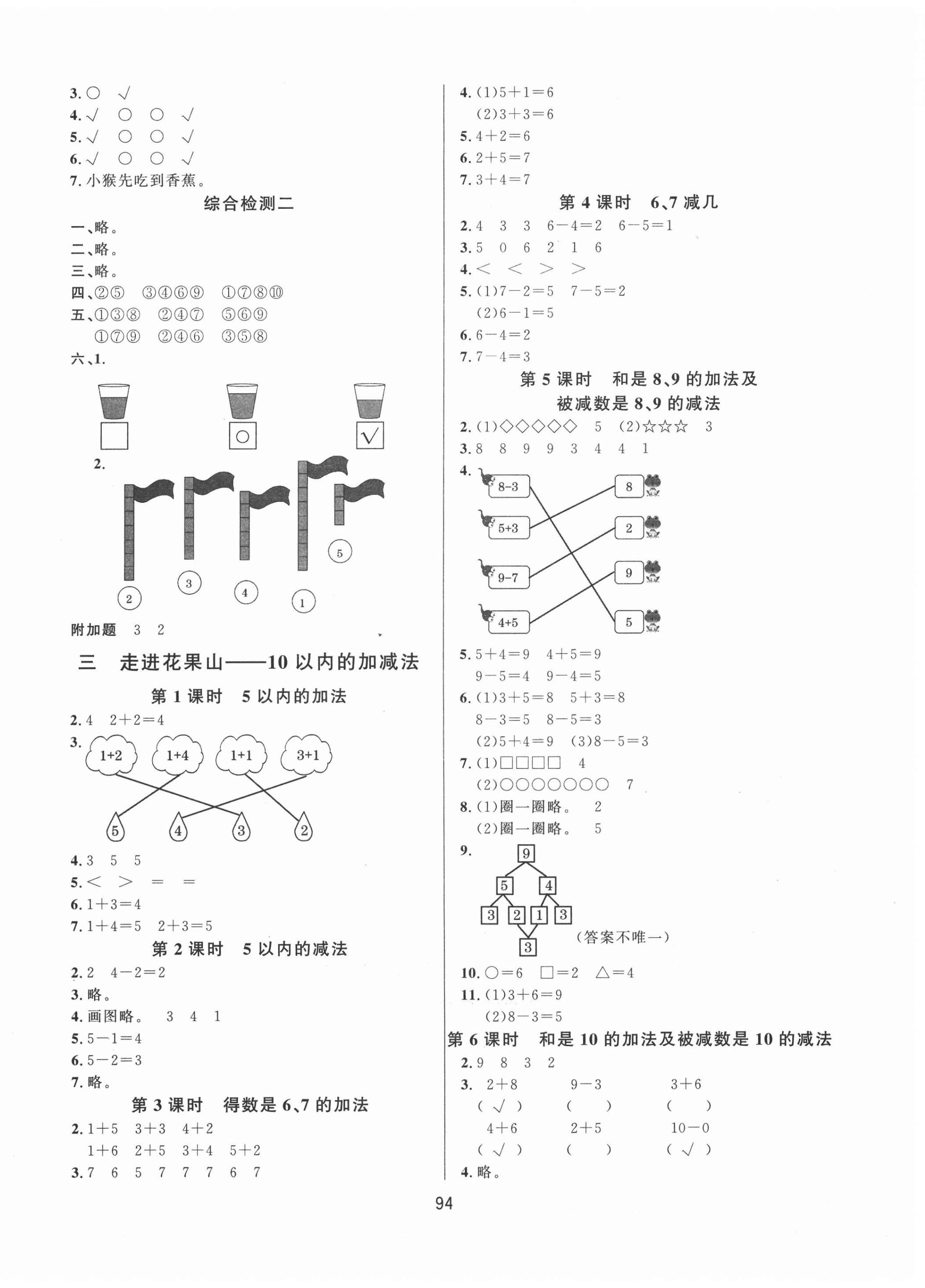 2020年小學(xué)課堂同步訓(xùn)練一年級數(shù)學(xué)上冊青島版山東文藝出版社 第2頁