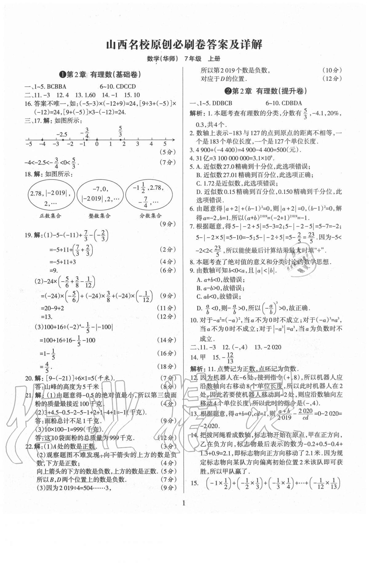 2020年山西名校原創(chuàng)必刷卷七年級(jí)數(shù)學(xué)上冊(cè)華師大版 第1頁(yè)