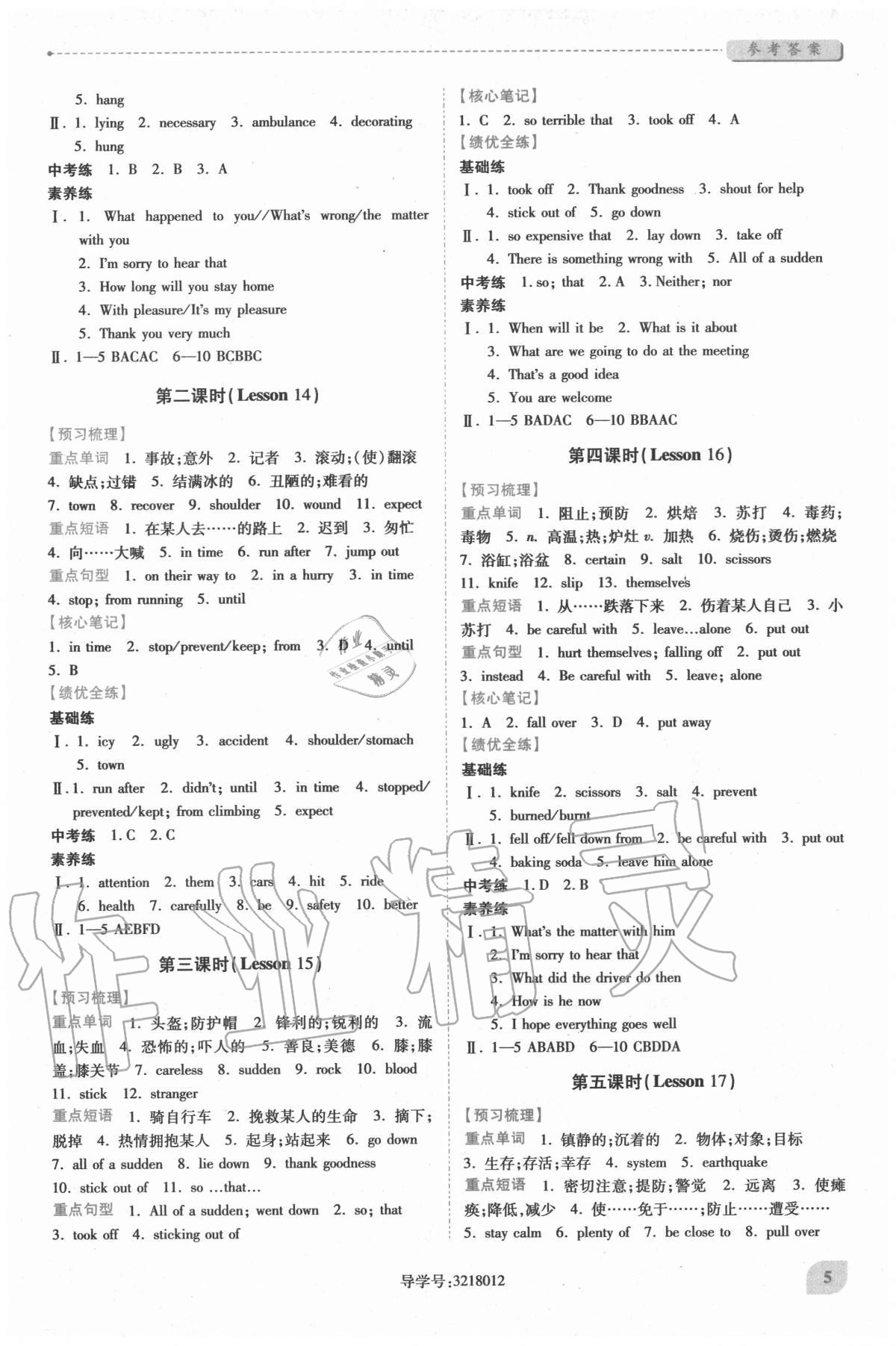 2020年績(jī)優(yōu)學(xué)案九年級(jí)英語全一冊(cè)冀教版 第5頁