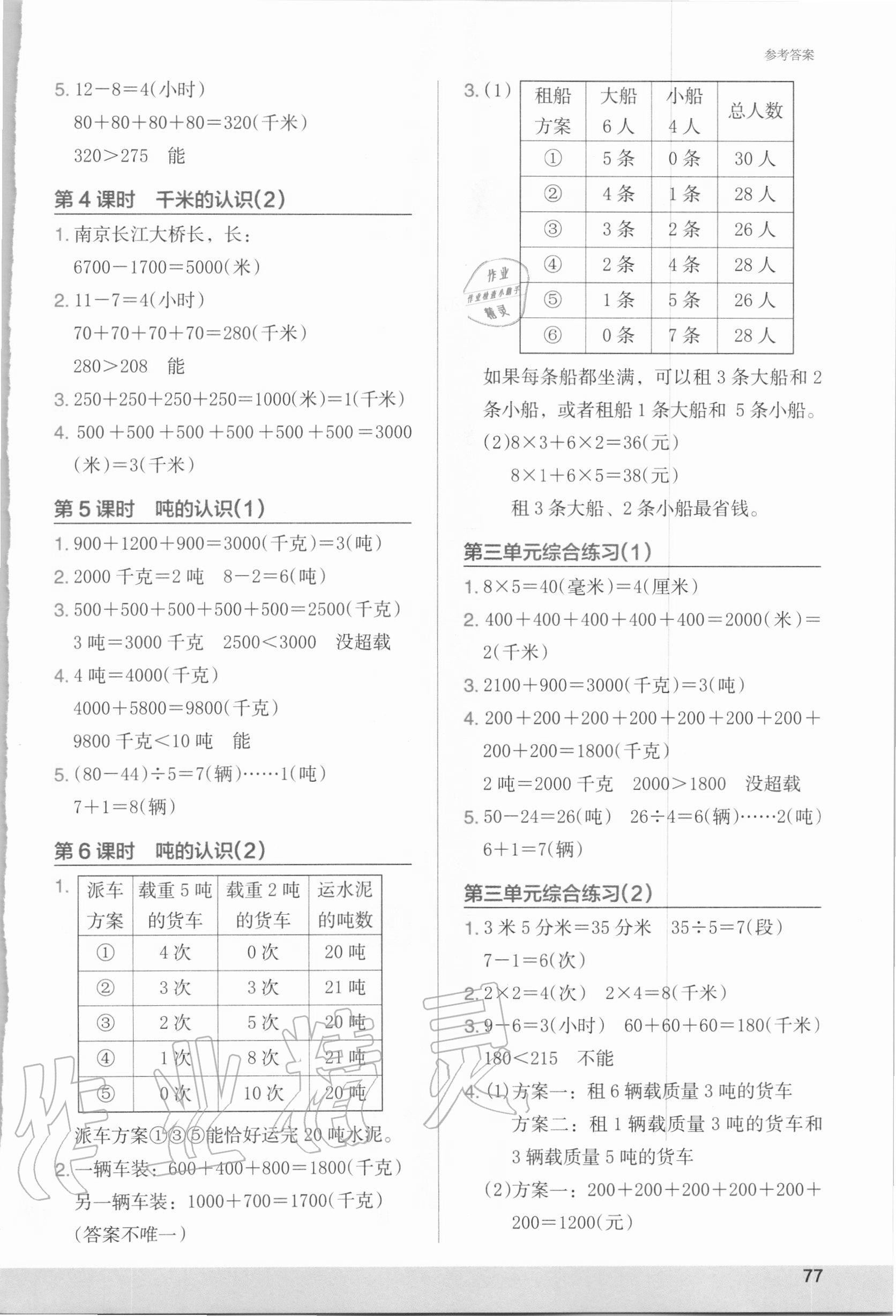 2020年木頭馬解決問題小狀元小學數學三年級上冊人教版 第3頁