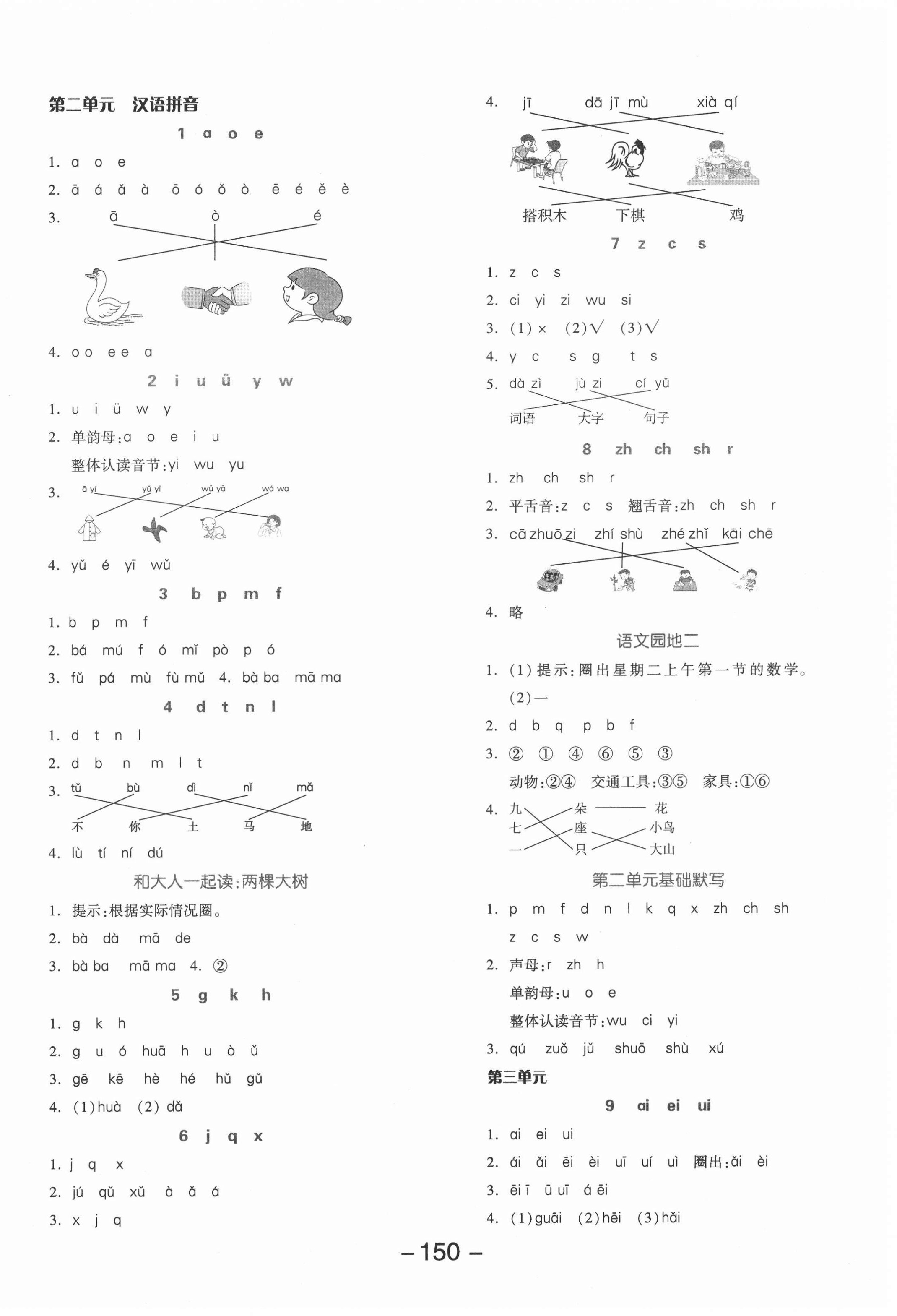 2020年全品學(xué)練考一年級(jí)語(yǔ)文上冊(cè)人教版福建專(zhuān)版 參考答案第2頁(yè)