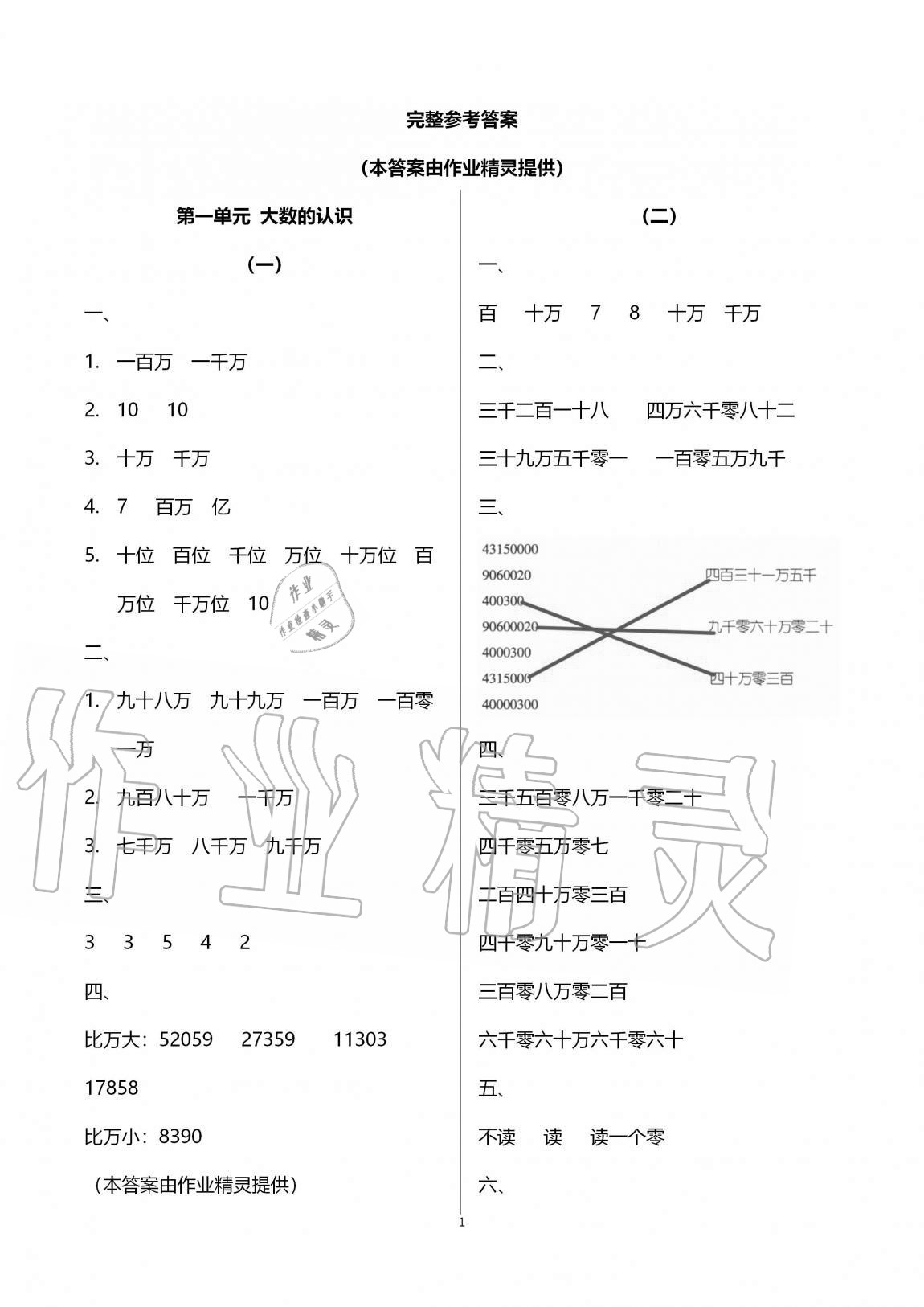 2020年配套練習(xí)數(shù)學(xué)分冊(cè)四年級(jí)上人教版浙江工商大學(xué)出版社 第1頁