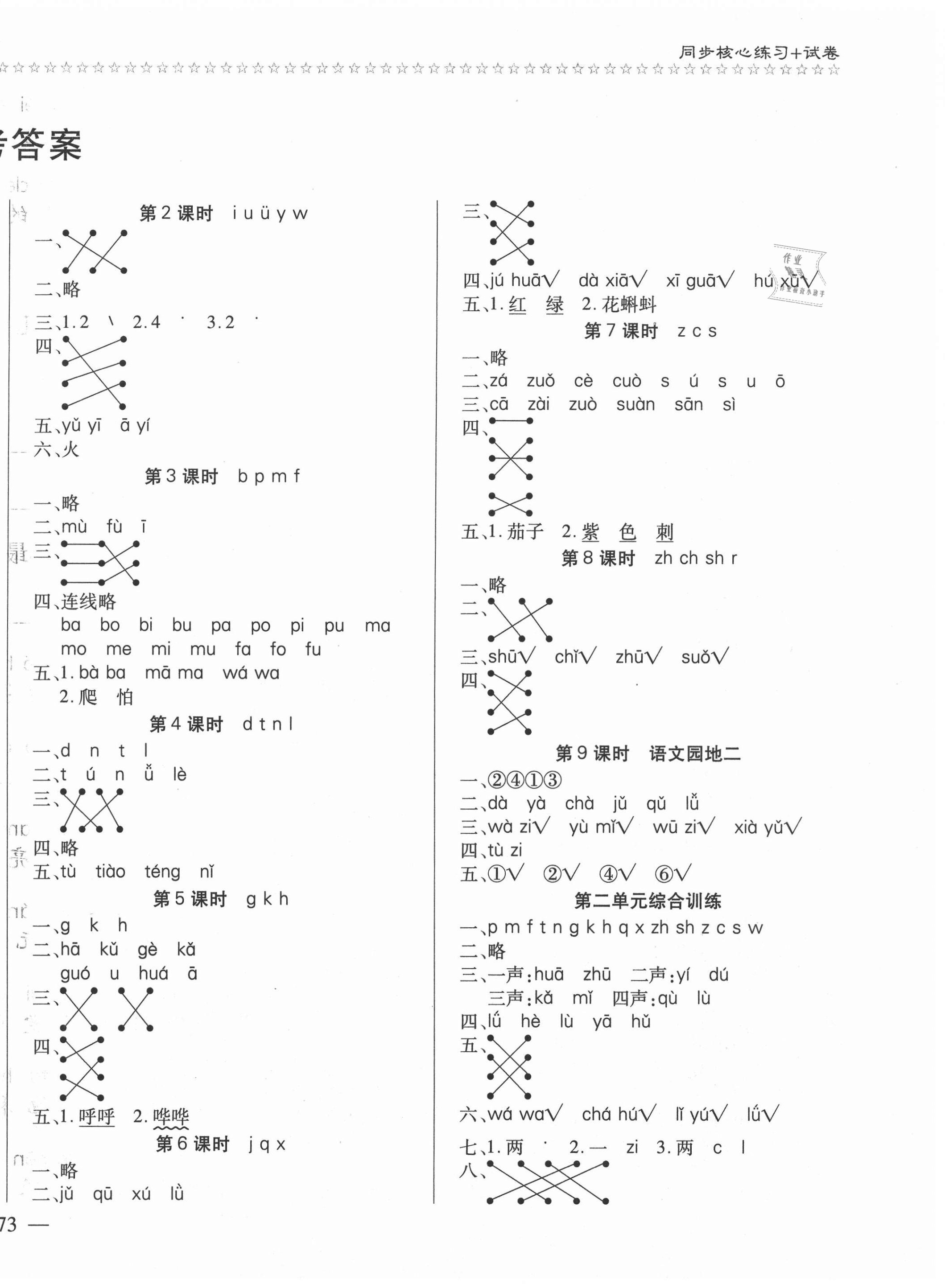 2020年樂學隨堂練全優(yōu)語文課課100分一年級上冊人教版 第2頁