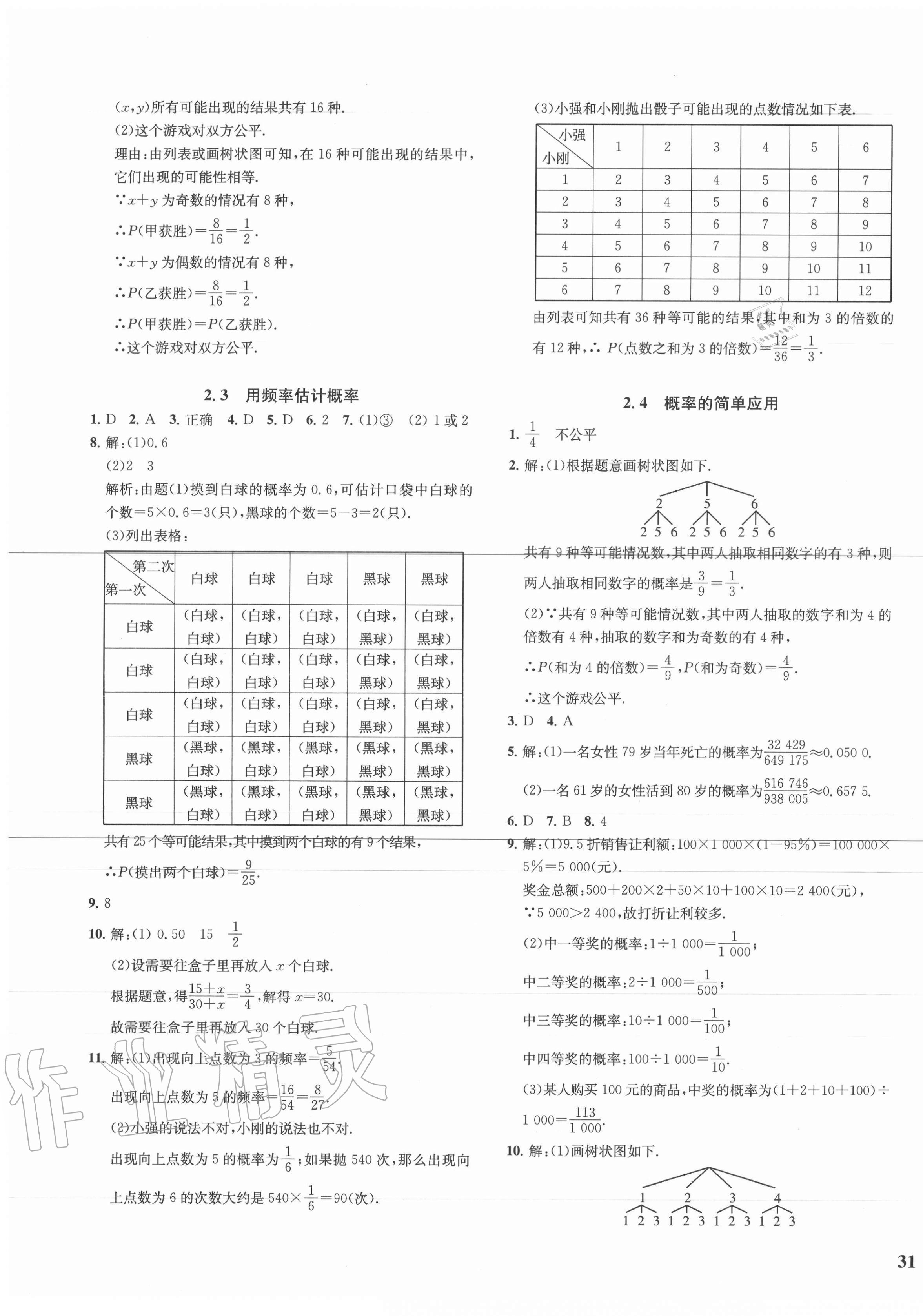 2020年一閱優(yōu)品作業(yè)本九年級數(shù)學(xué)全一冊浙教版 第9頁