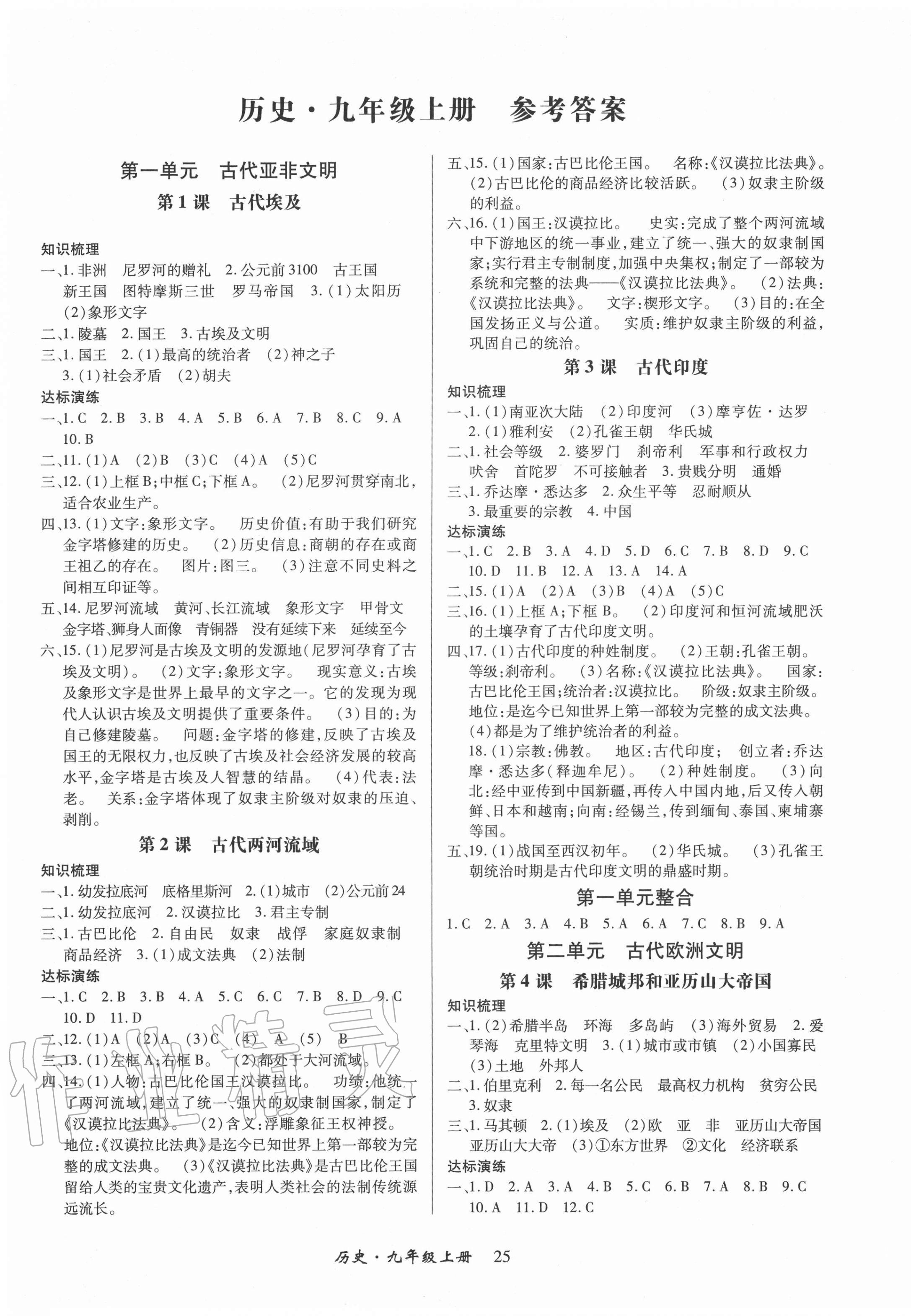 2020年高分突破課時(shí)達(dá)標(biāo)講練測(cè)九年級(jí)歷史上冊(cè)人教版 第1頁