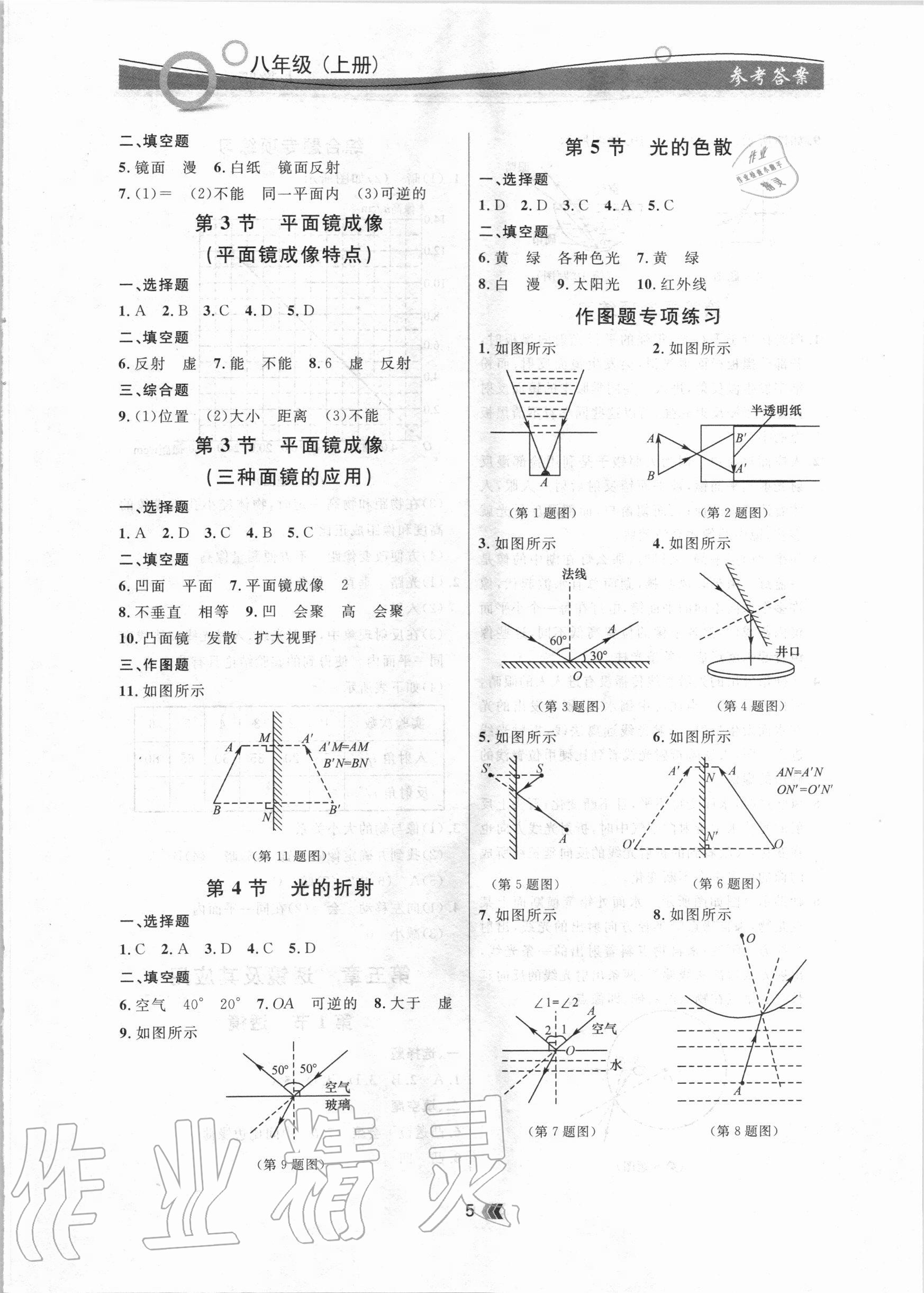 2020年點石成金金牌奪冠八年級物理上冊人教版大連專版 參考答案第5頁