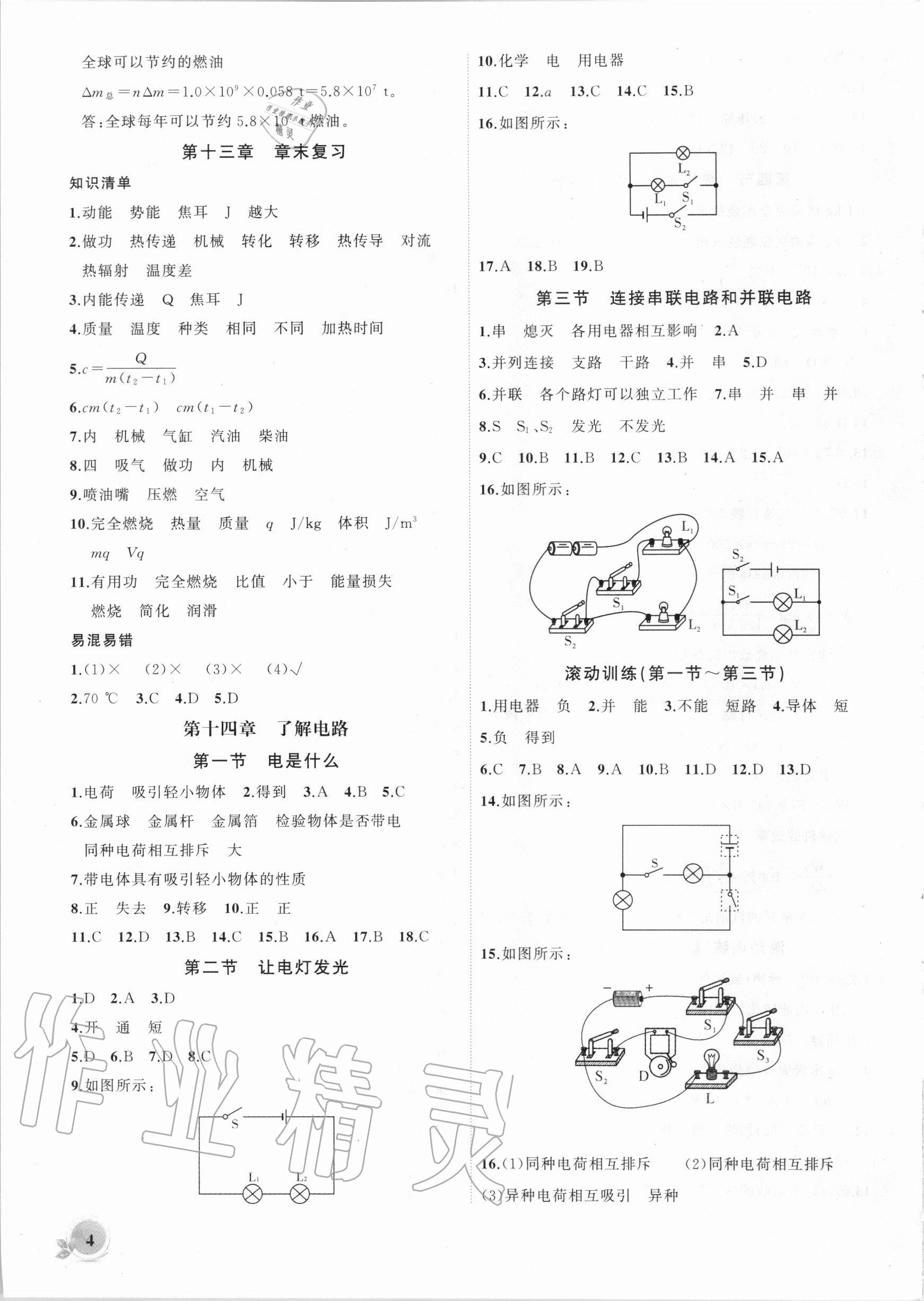 2020年創(chuàng)新課堂創(chuàng)新作業(yè)本九年級(jí)物理上冊(cè)滬科版 第4頁(yè)