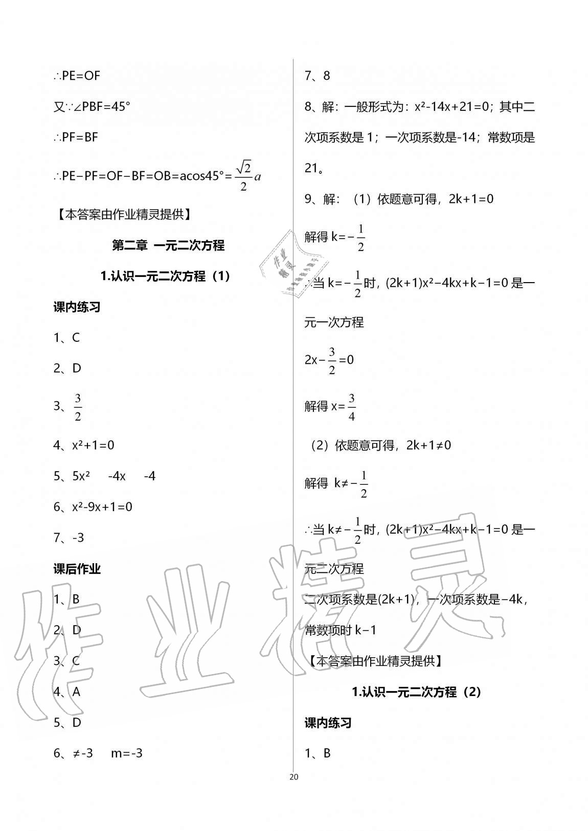 2020年學(xué)習(xí)之友九年級(jí)數(shù)學(xué)全一冊(cè)北師大版 參考答案第20頁(yè)