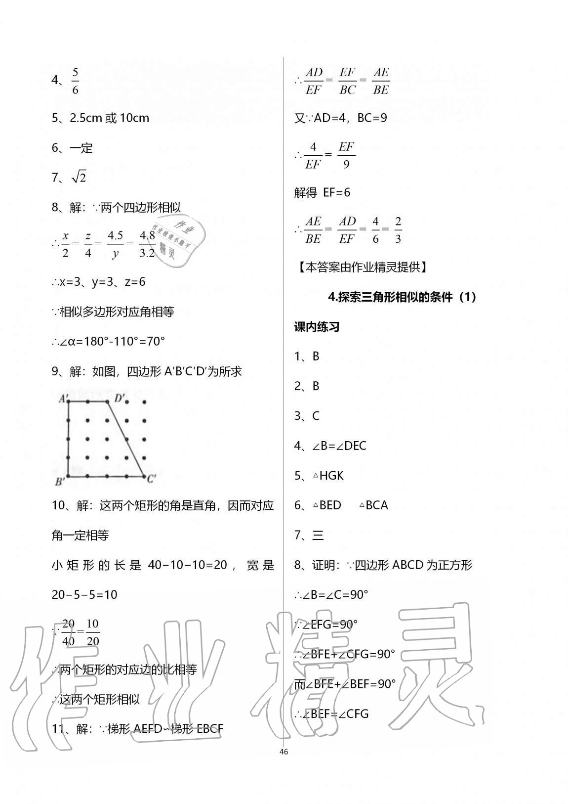 2020年學(xué)習(xí)之友九年級(jí)數(shù)學(xué)全一冊(cè)北師大版 參考答案第46頁(yè)