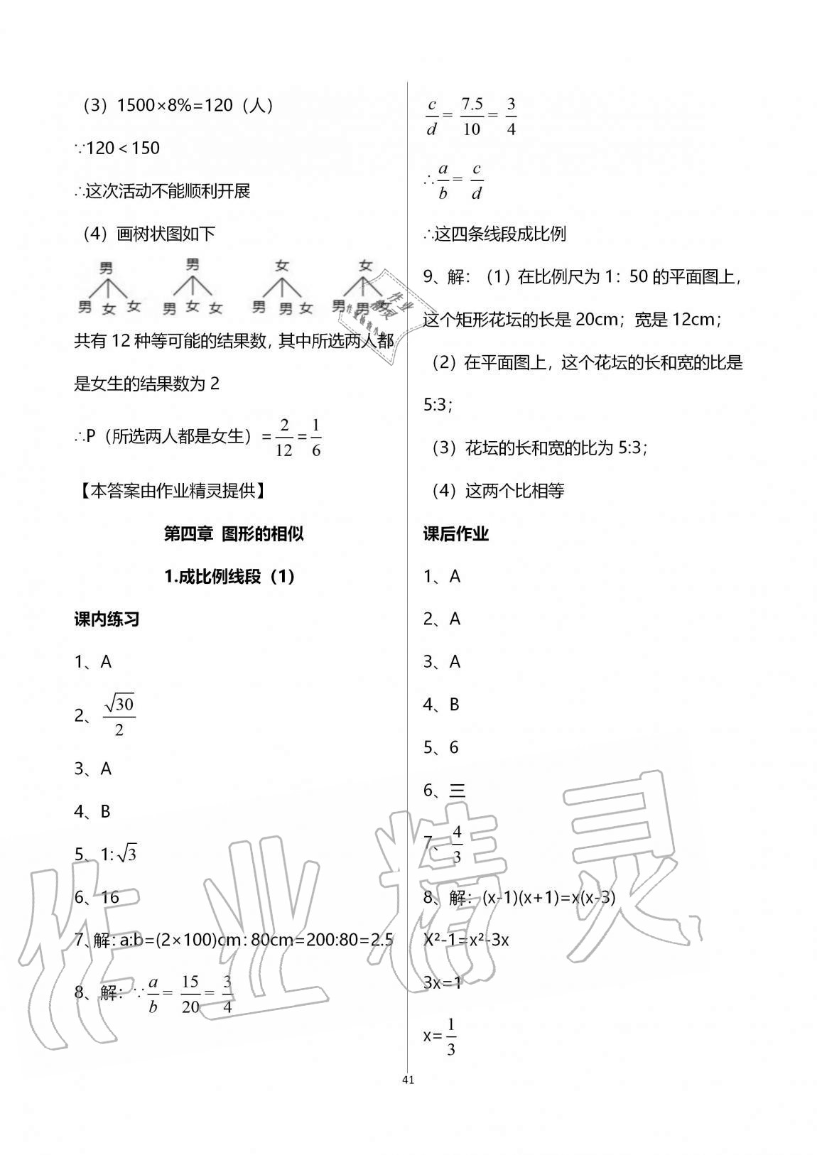 2020年學(xué)習(xí)之友九年級(jí)數(shù)學(xué)全一冊(cè)北師大版 參考答案第41頁(yè)