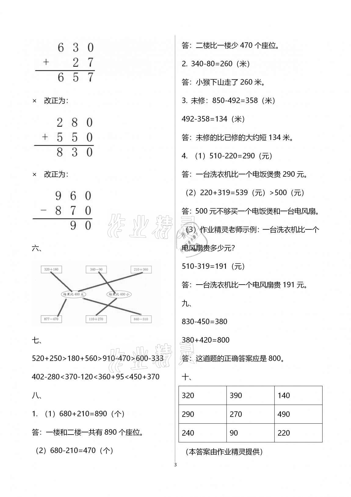 2020年數(shù)學(xué)學(xué)習(xí)與鞏固測試卷三年級上冊人教版 第3頁