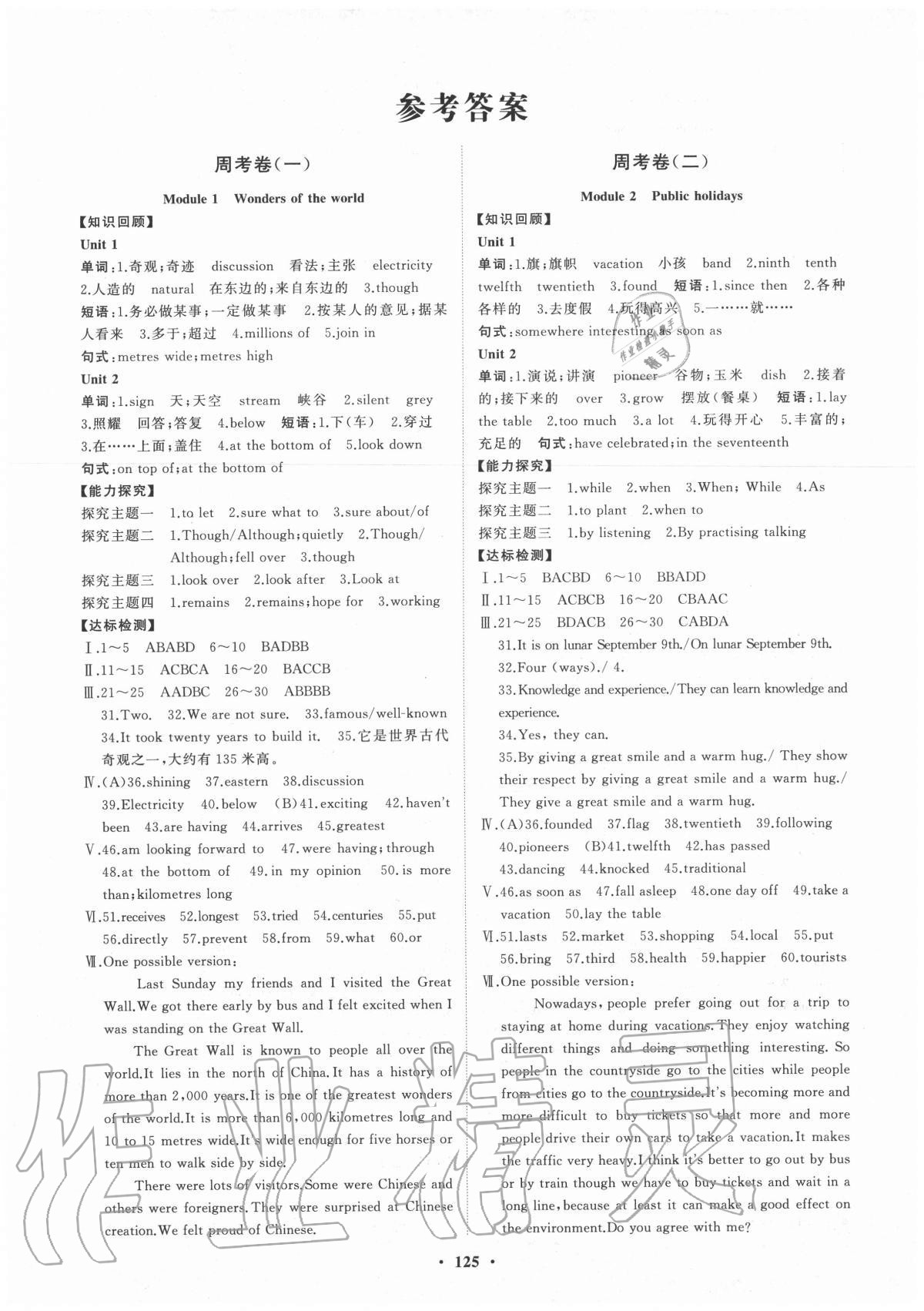 2020年初中同步練習(xí)冊(cè)分層卷九年級(jí)英語(yǔ)上冊(cè)外研版 第1頁(yè)