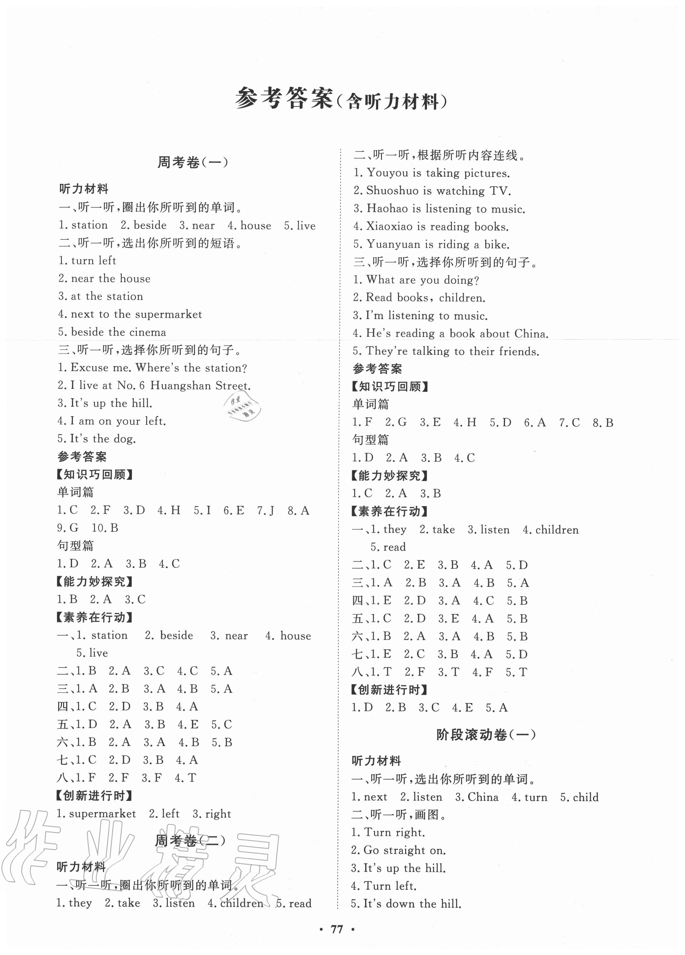 2020年小學(xué)同步練習(xí)冊(cè)分層卷四年級(jí)英語(yǔ)上冊(cè)外研版 第1頁(yè)