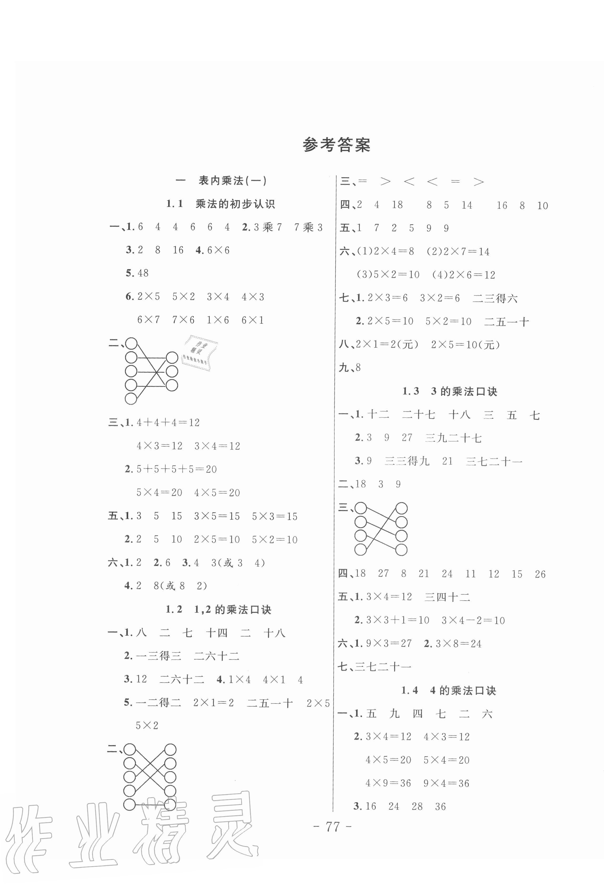 2020年小狀元隨堂作業(yè)二年級數(shù)學上冊西師大版 第1頁