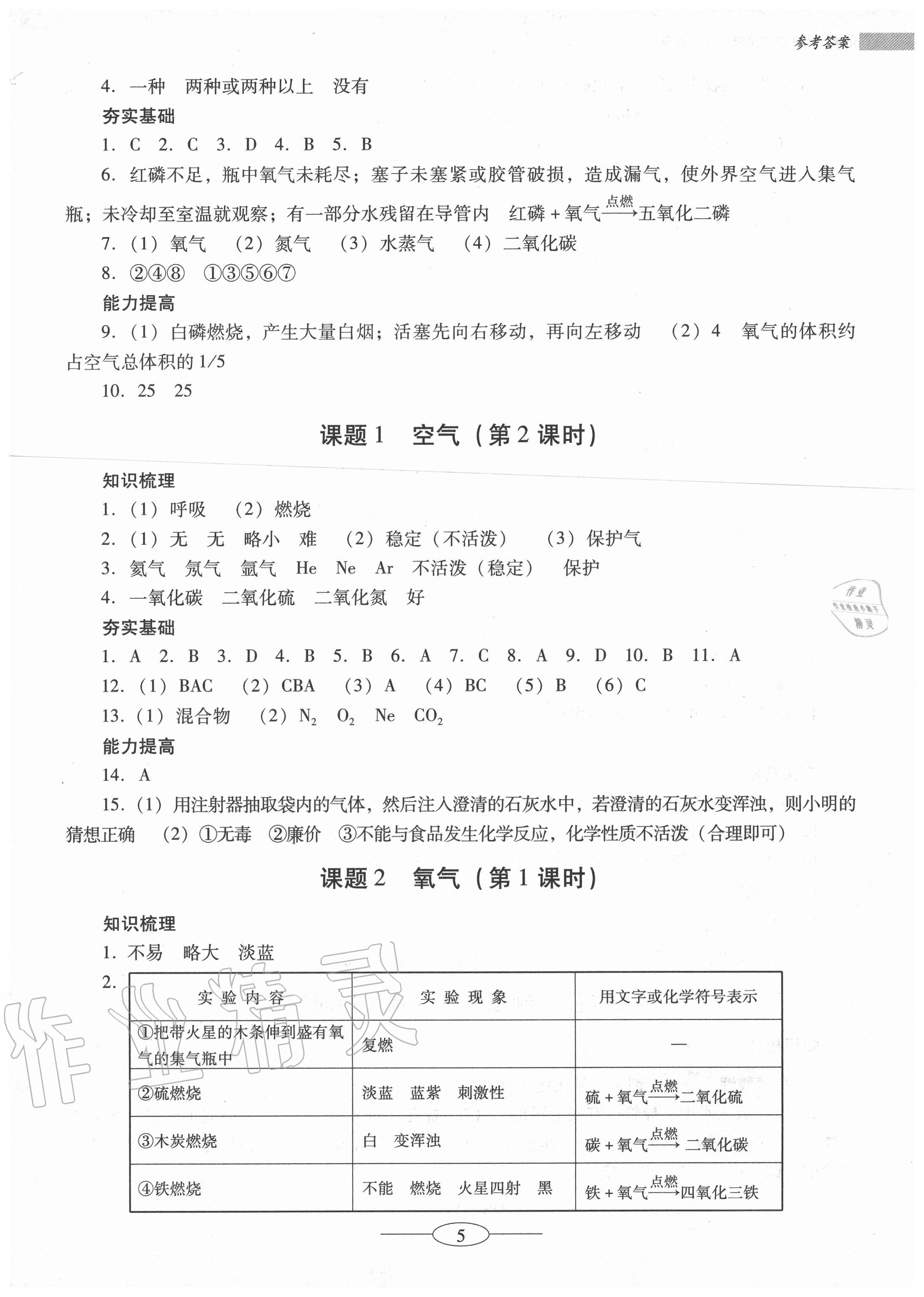 2020年南方新課堂金牌學(xué)案九年級(jí)化學(xué)上冊(cè)人教版珠海專版 第5頁