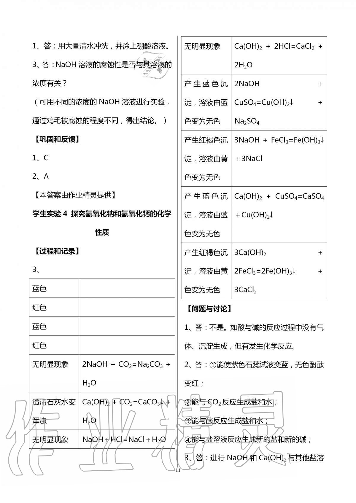 2020年實驗活動練習冊九年級科學上冊華師大版 第11頁