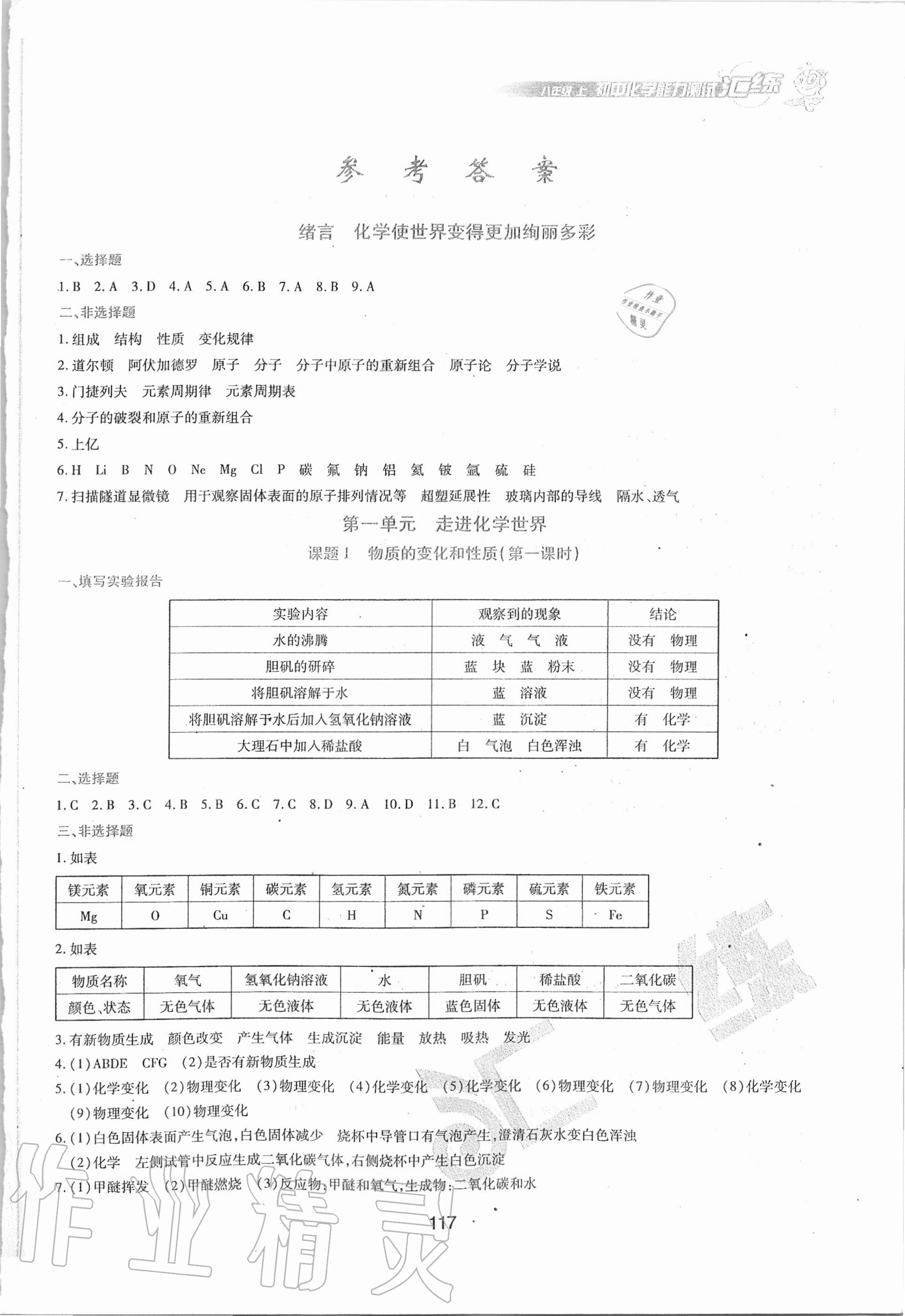 2020年匯練初中化學(xué)能力測試八年級上冊人教版54制 第1頁