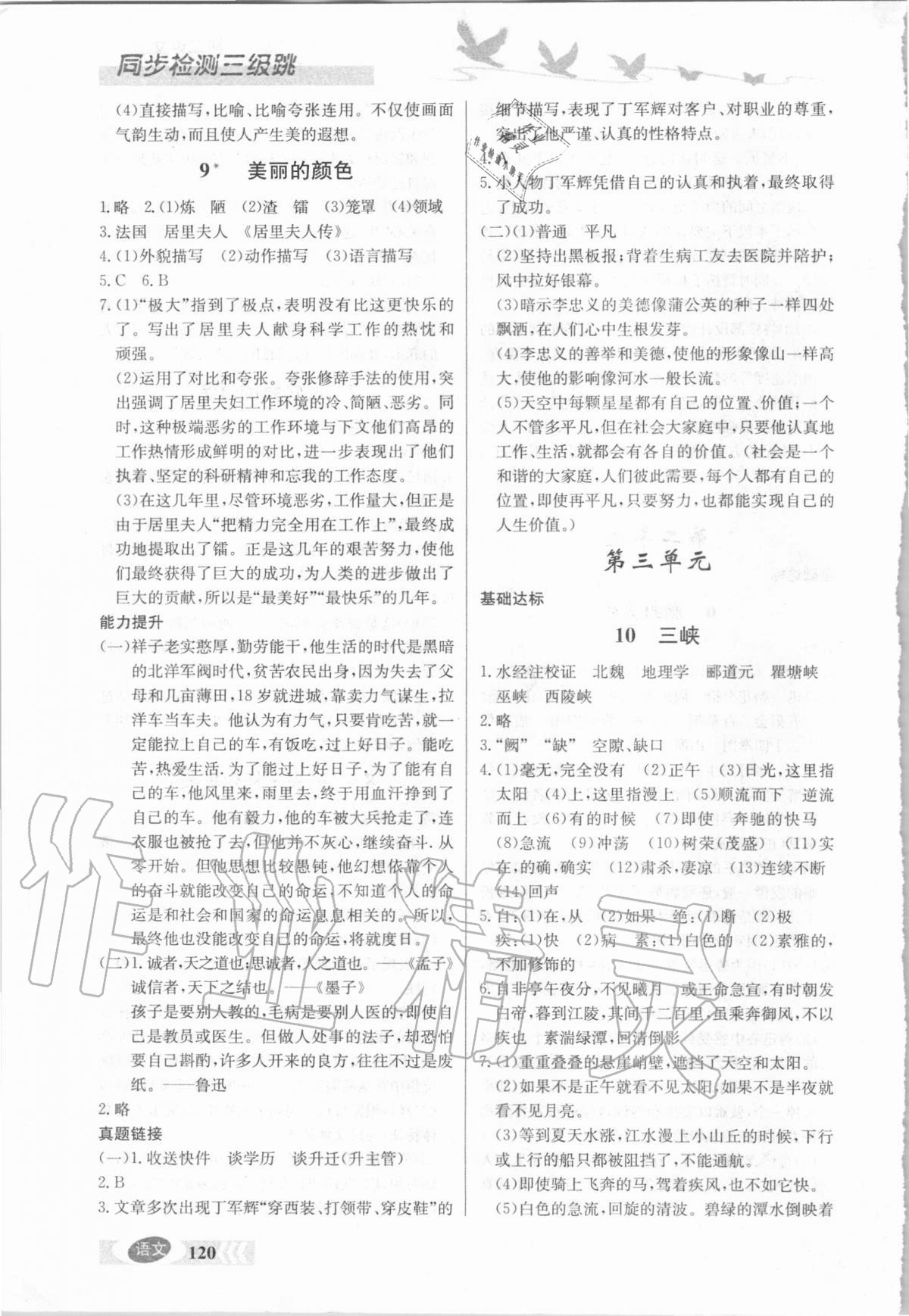 2020年同步檢測(cè)三級(jí)跳初二語文上冊(cè)人教版 第4頁