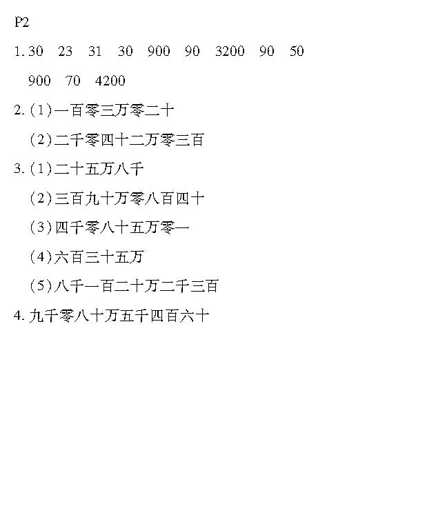 2020年培優(yōu)小狀元口算應(yīng)用題天天練四年級(jí)上冊(cè)人教版A版 參考答案第2頁(yè)