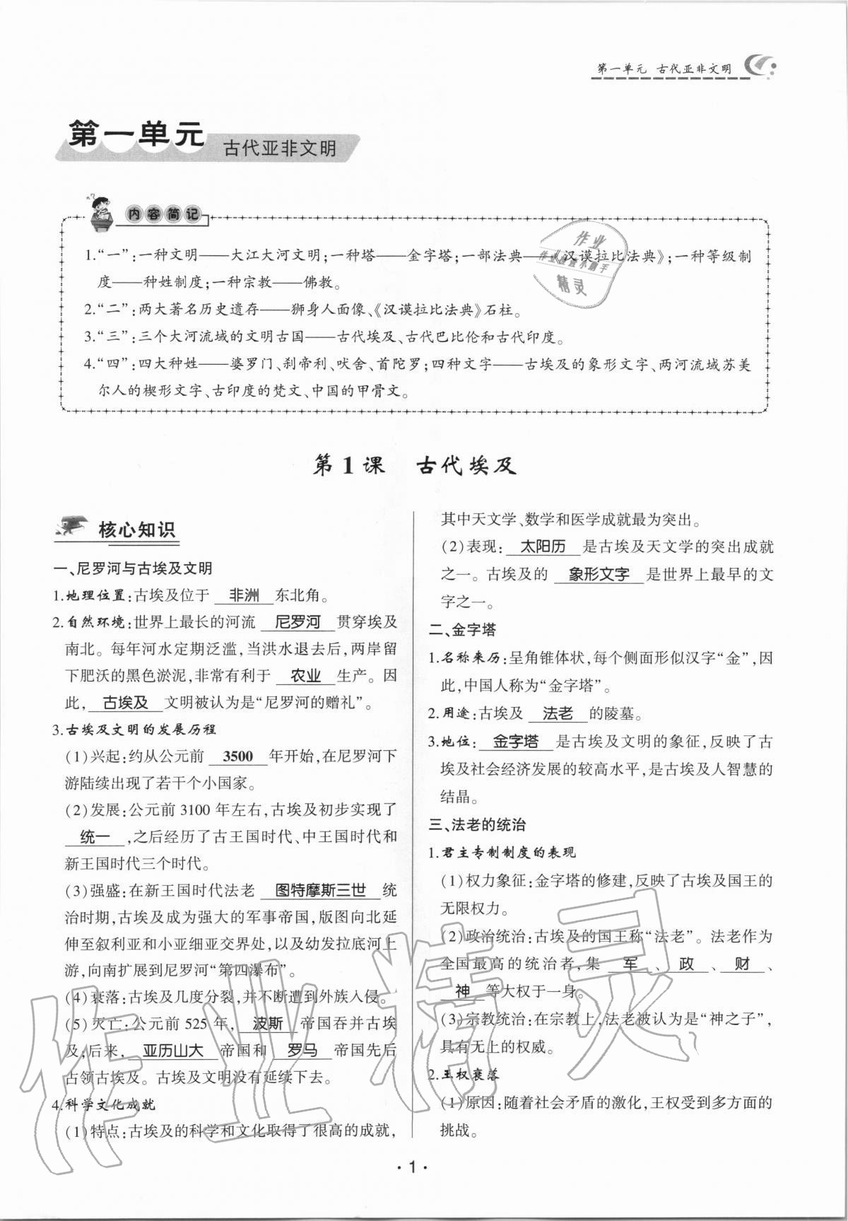 2020年巔峰對(duì)決九年級(jí)歷史上冊(cè)人教版 參考答案第1頁