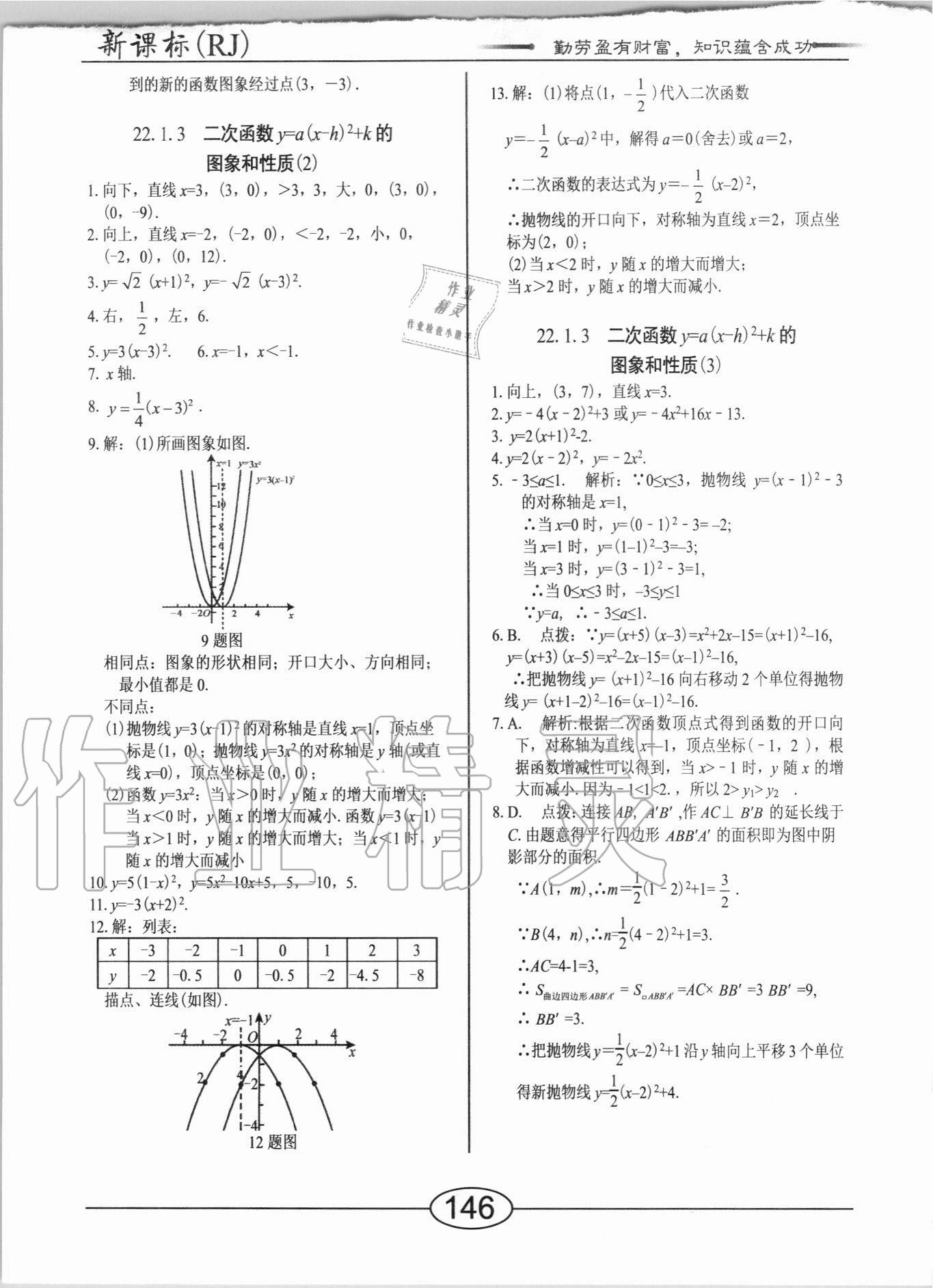 2020年隨堂10分鐘九年級(jí)數(shù)學(xué)上冊(cè)人教版 參考答案第8頁(yè)