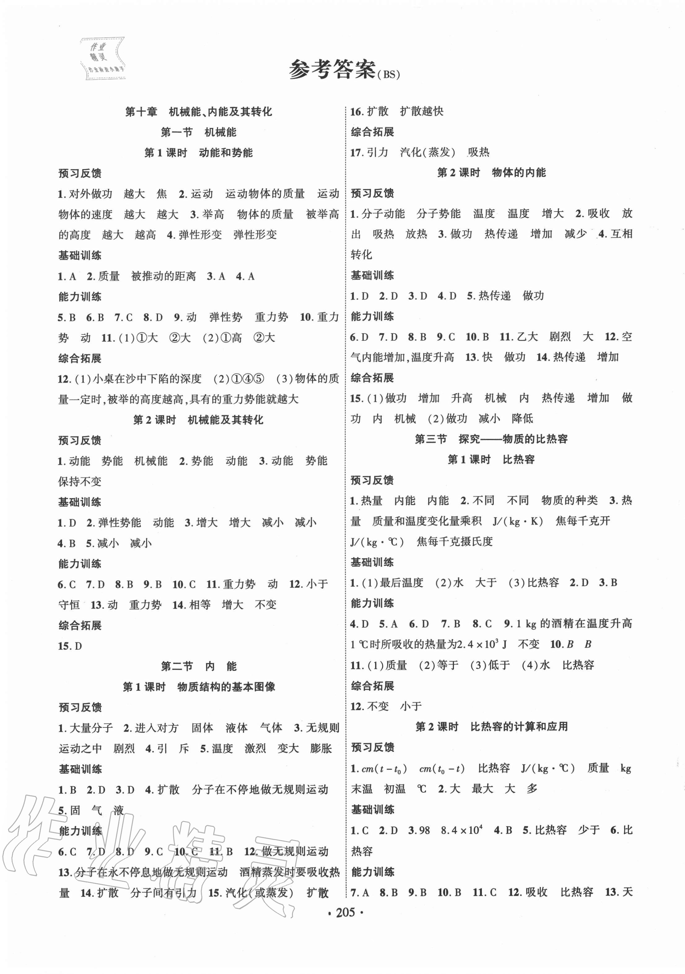 2020年课时掌控九年级物理全一册北师大版 第1页