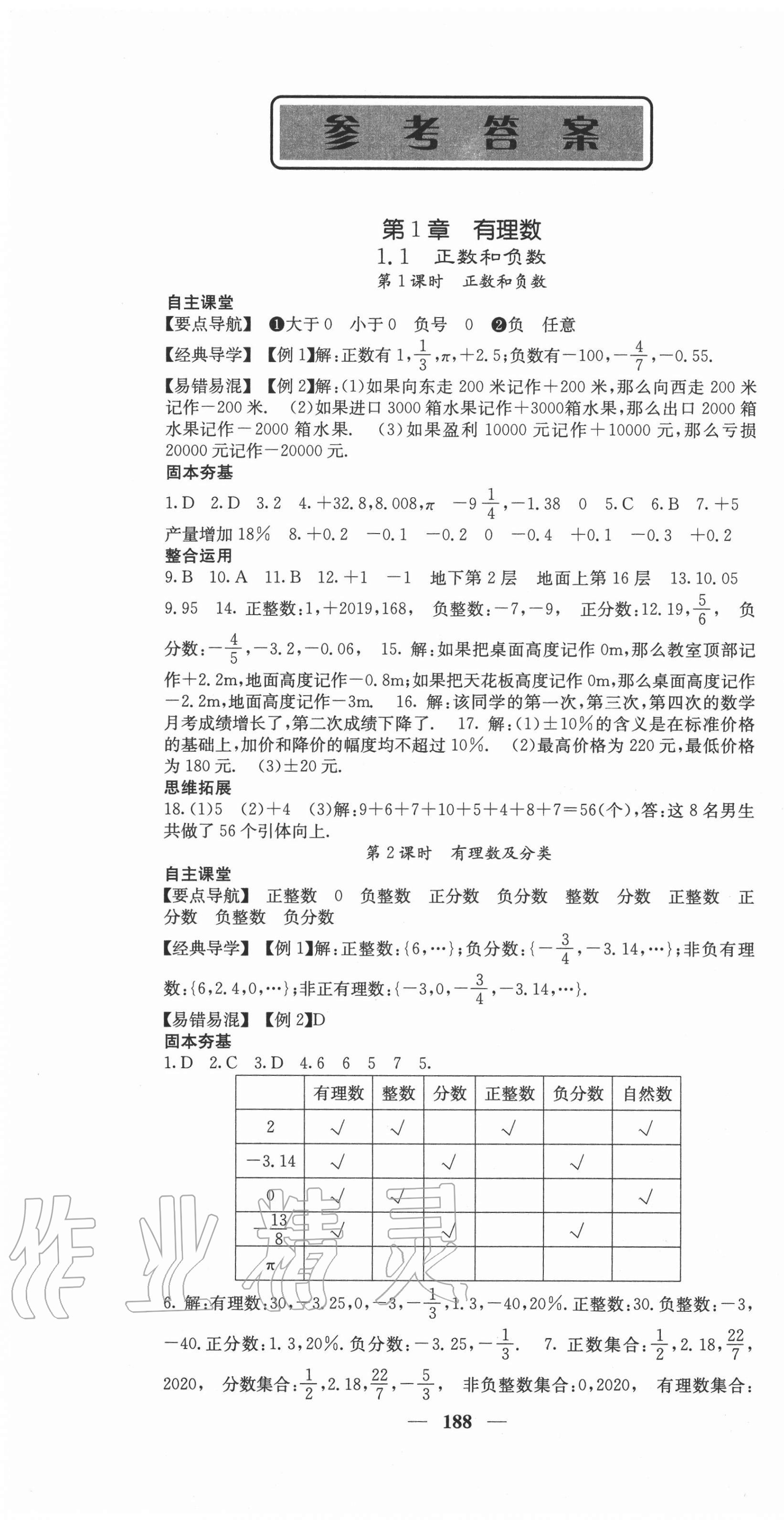 2020年課堂點睛七年級數(shù)學(xué)上冊滬科版安徽專版 第1頁