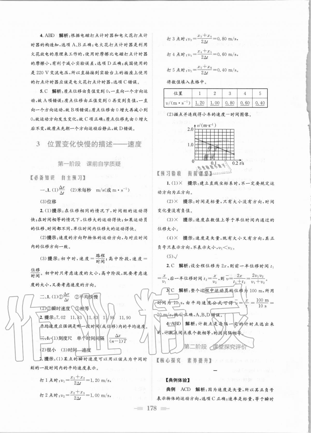 2020年新編高中同步作業(yè)物理必修第一冊人教版 參考答案第4頁